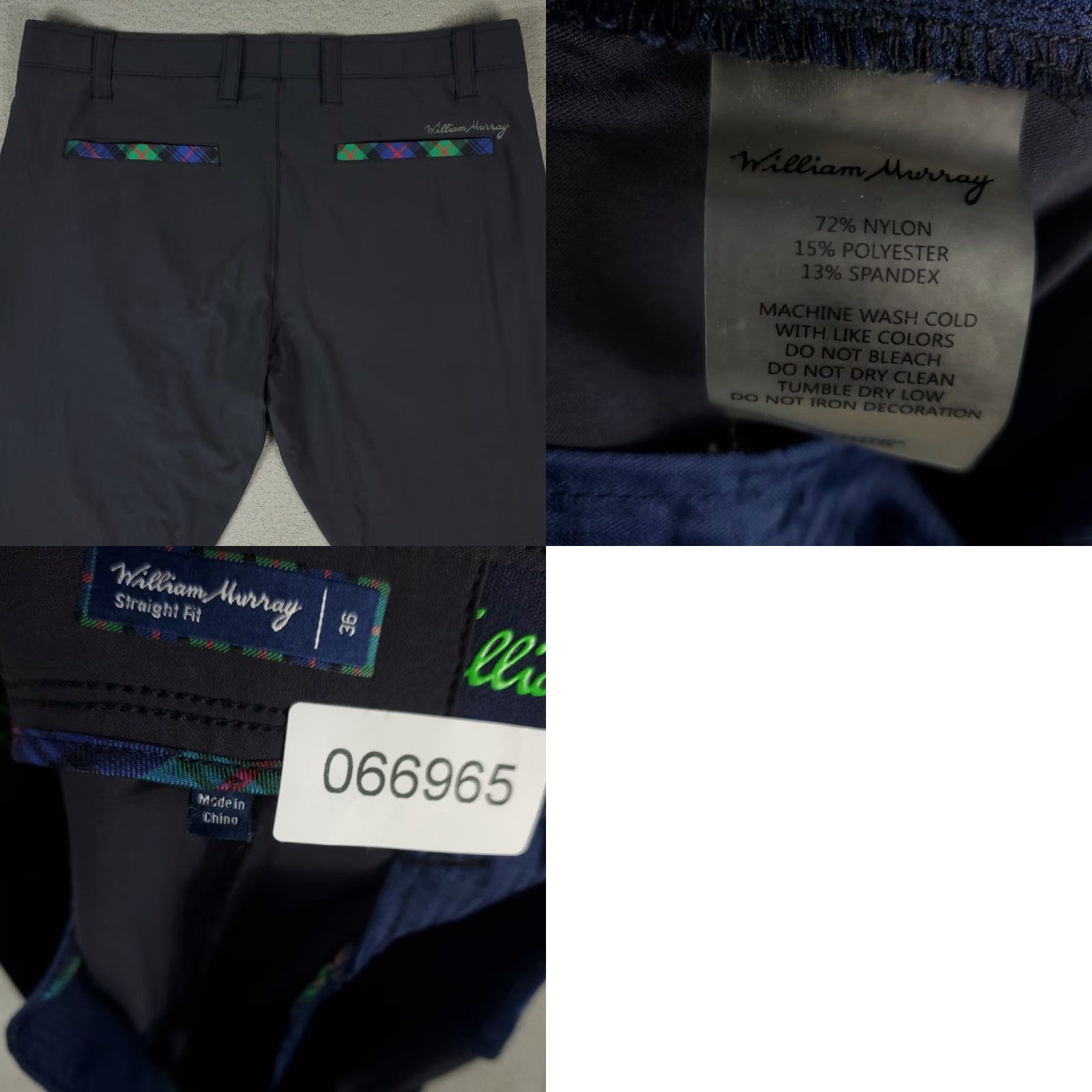 Vintage William Murray Pants Mens 36x33 Gray Nylon Stretch Flat Front Chino Trousers Size US 36 / EU 52 - 8 Thumbnail