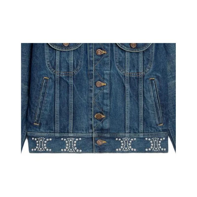 Celine o1w1db10125 2Q700107P Trucker Denim Jacket in Blue Size XS / US 0-2 / IT 36-38 - 6 Thumbnail