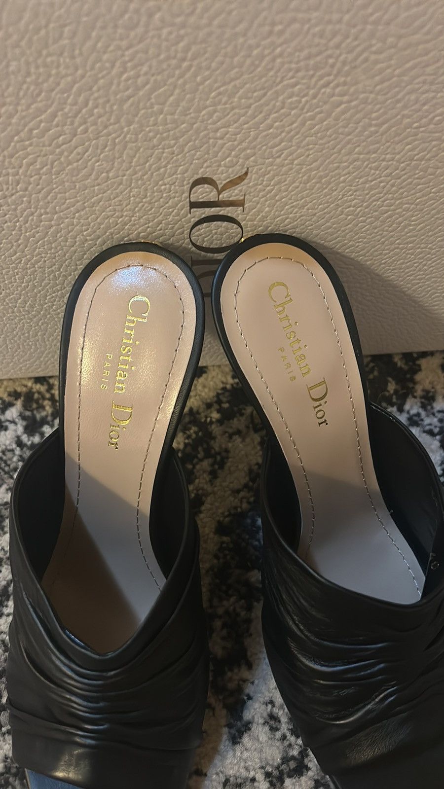 Dior Christian Dior D-Fame Heeled Sandal Black Pleated Lambskin Size US 10 / IT 40 - 6 Thumbnail