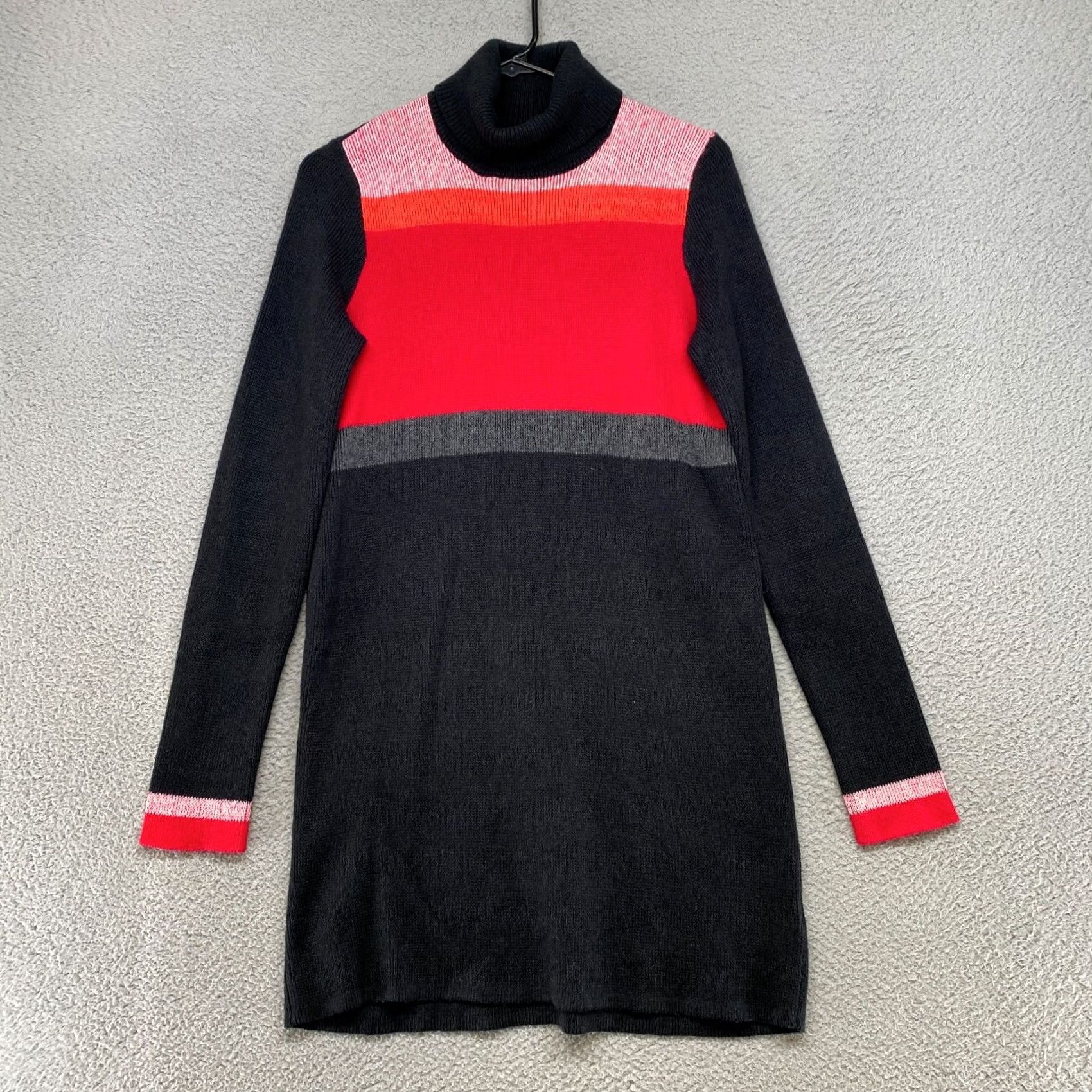 Free People Free People Sweater Dress XS Turtleneck Colorblock Black Red Winter Casual Womens Dress Size XS / US 0-2 / IT 36-38 - 2 Thumbnail