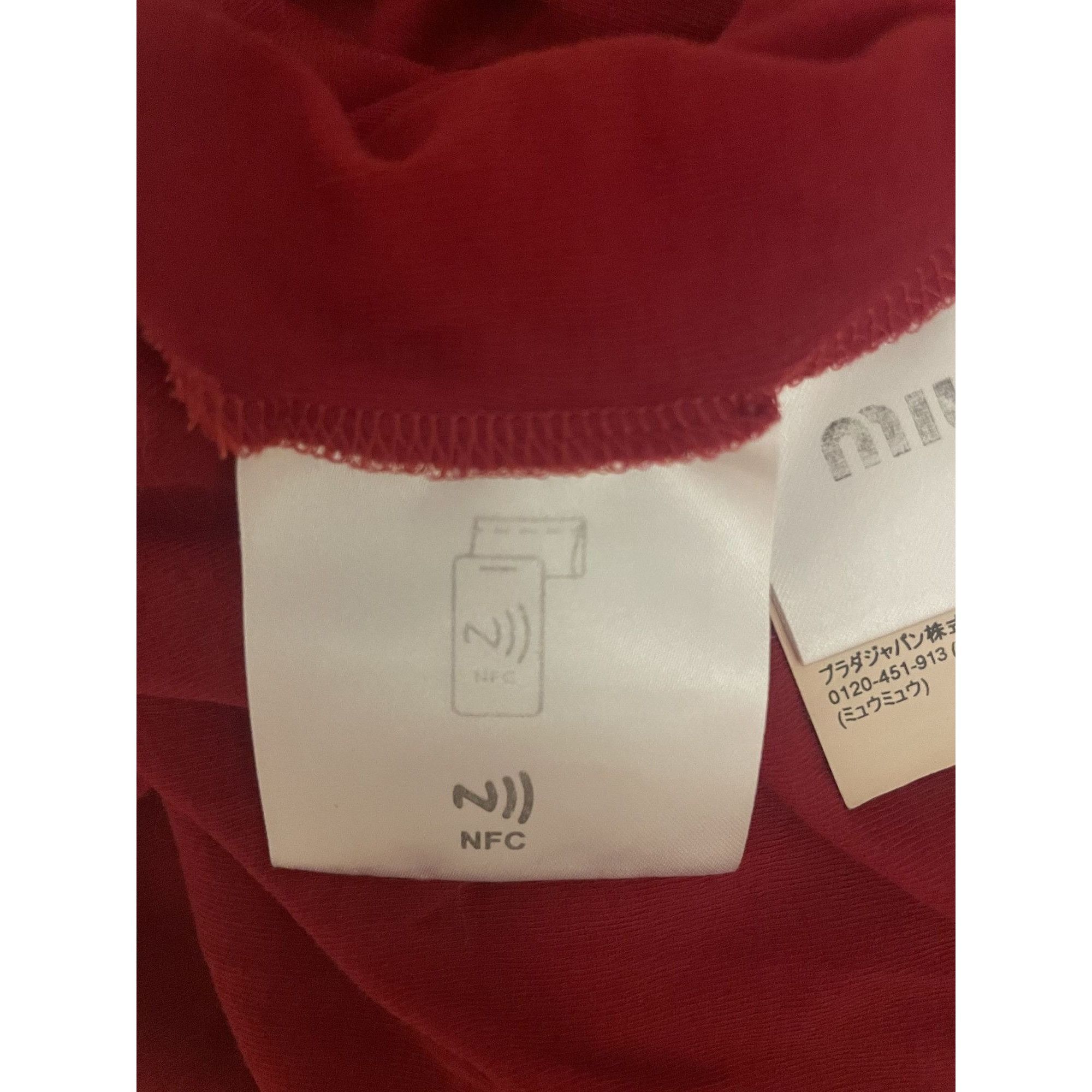 Miu Miu Miu Miu Womens Red Long-Sleeve Crewneck T-Shirt With Logo Pa Size S / US 4 / IT 40 - 10 Thumbnail