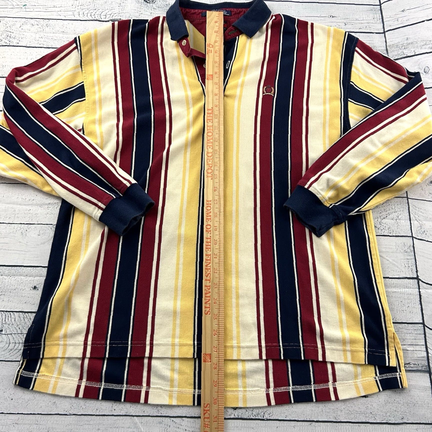 Tommy Hilfiger Tommy Hilfiger Striped Long Sleeve Button-Up Shirt Mens XL Maroon 90s Rugby Shirt Size US XL / EU 56 / 4 - 4 Thumbnail