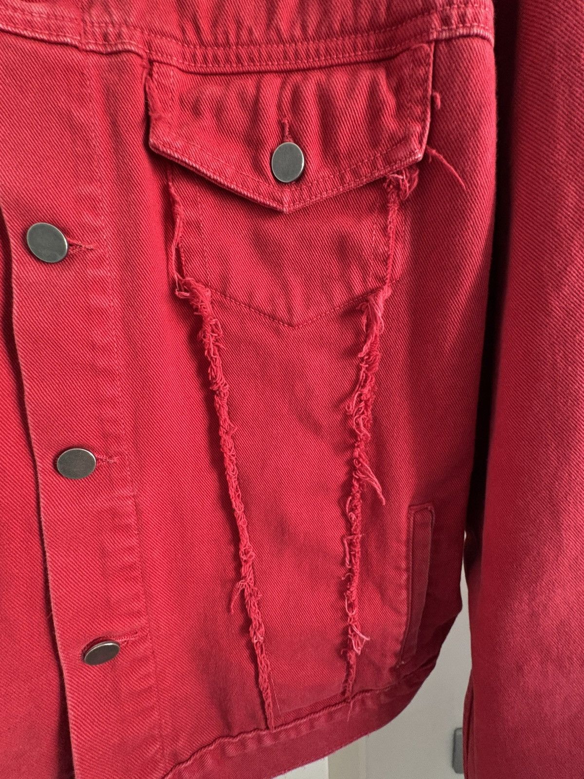 424 424 Red Denim Marshall Trucker Jacket Size US XXL / EU 58 / 5 - 6 Thumbnail