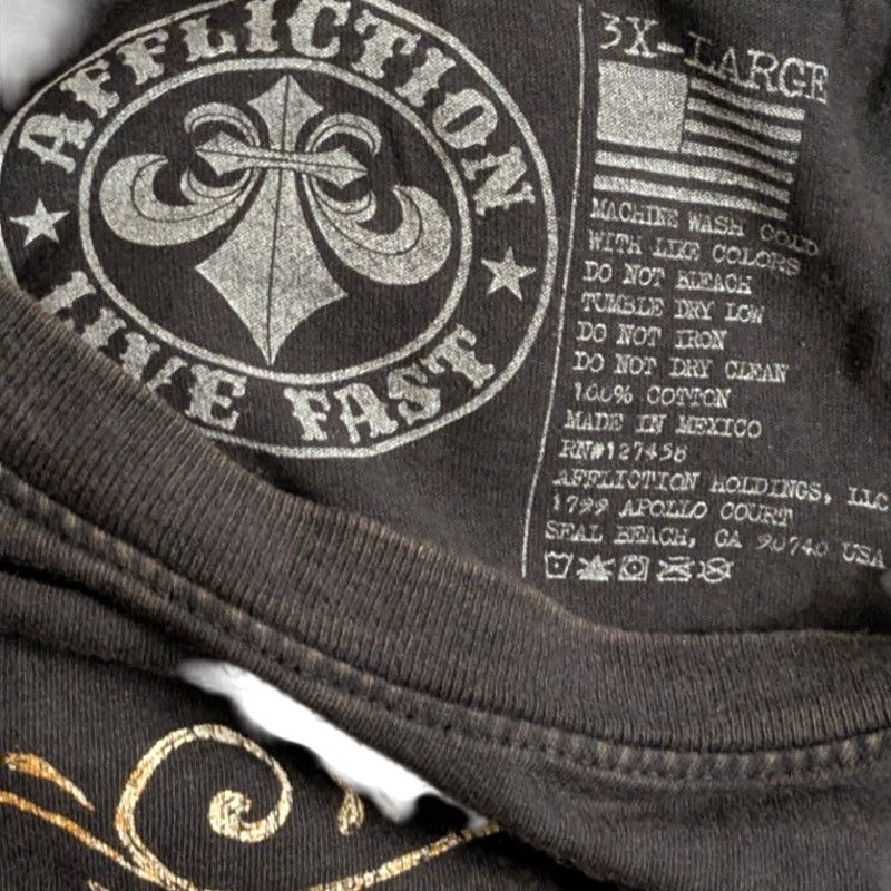 Affliction 3X AFFLICTION American Customs Wings on Wheel T-shirt Size US XXL / EU 58 / 5 - 3 Thumbnail