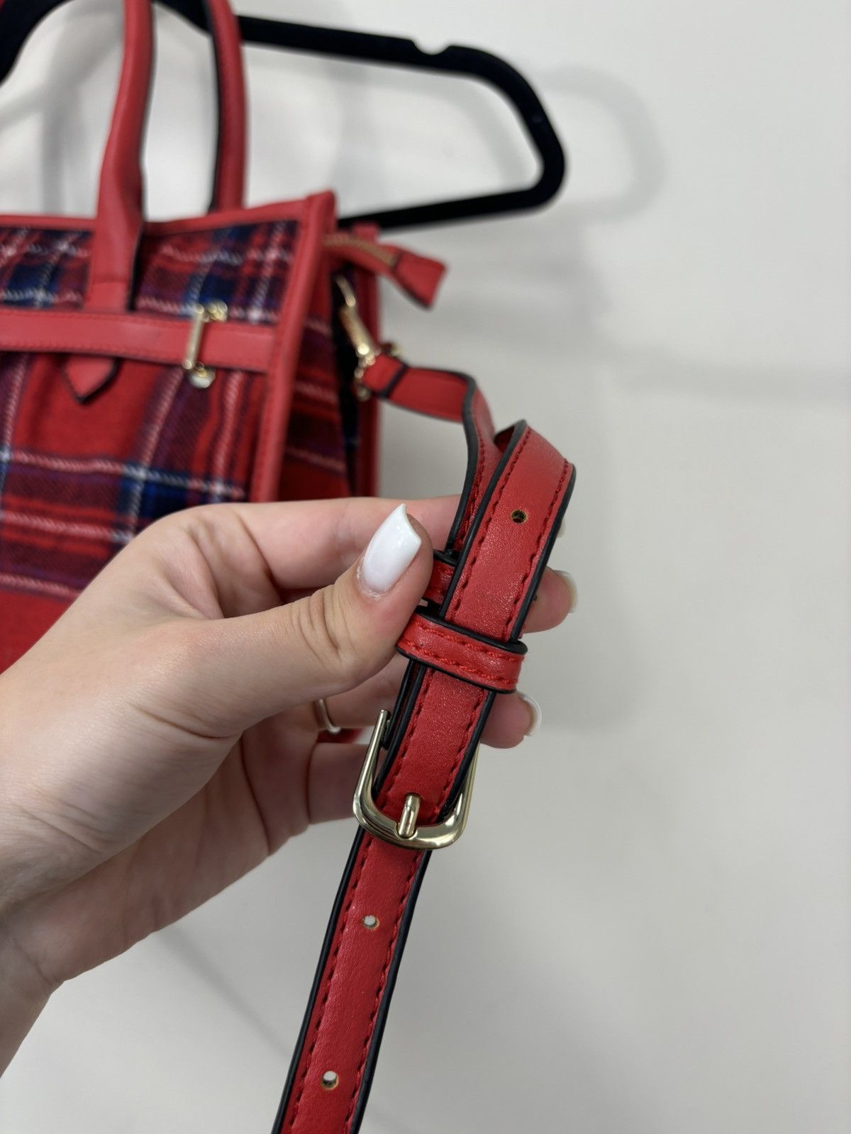 Mario Valentino Mario Valentino Red Plaid Top Handle Satchel Tote Bag Size ONE SIZE - 23 Thumbnail
