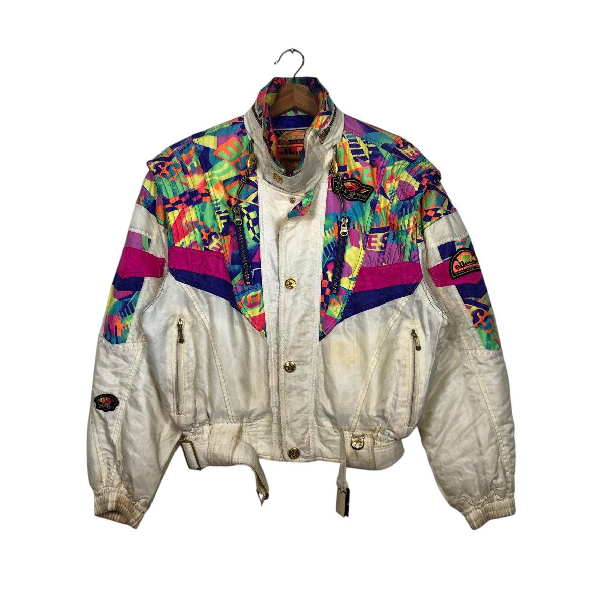 Japanese Brand 📌Vintage Cropped Ski Bomber Jacket Ellesse Multi Colour Size US M / EU 48-50 / 2 - 2 Thumbnail