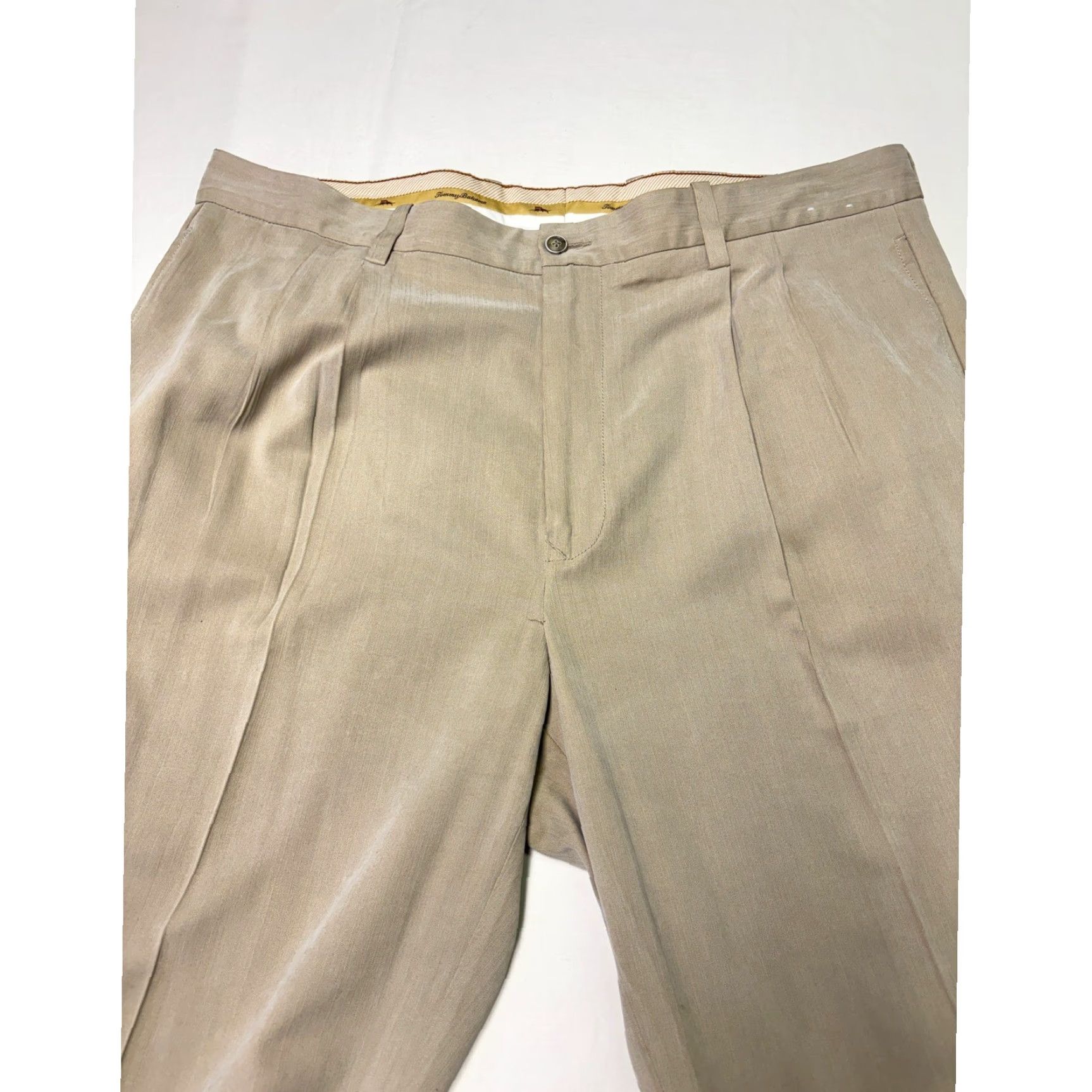Tommy Bahama Tommy Bahama Silk Bamboo Pleated Dress Pants Khaki Tan Solid Beige Size XL Mens Size US 38 / EU 54 - 2 Thumbnail