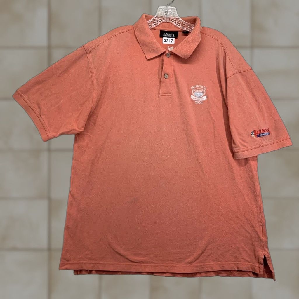 NASCAR VINTAGE Darlington Raceway NASCAR Polo Shirt Men Large Cotton Short Sleeve Coral 2004 Golf Size US L / EU 52-54 / 3 - 1 Thumbnail