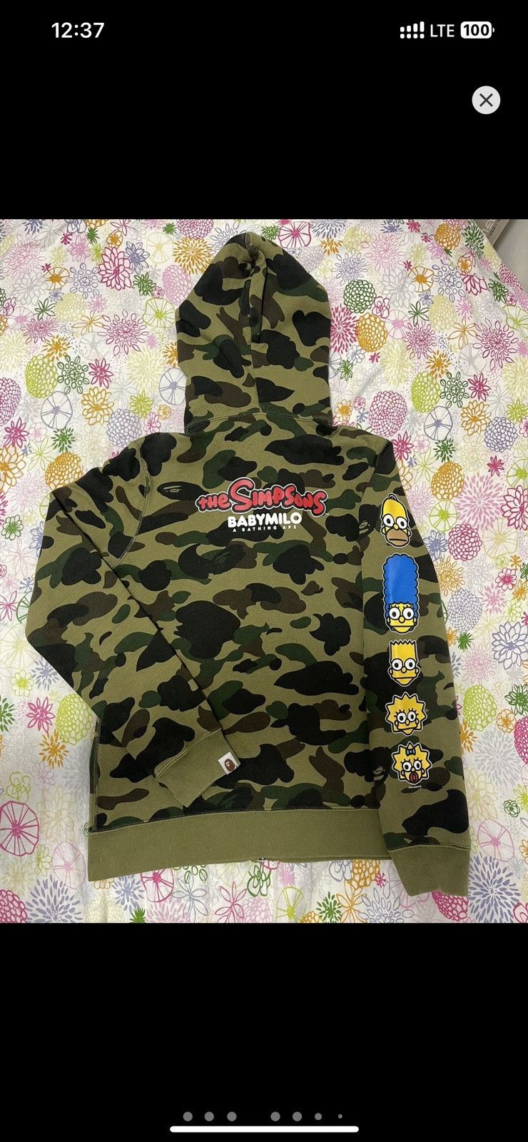 Bape Bape x The Simpsons Sleeve Logo Green Camo Full Zip Hoodie Size US S / EU 44-46 / 1 - 3 Thumbnail