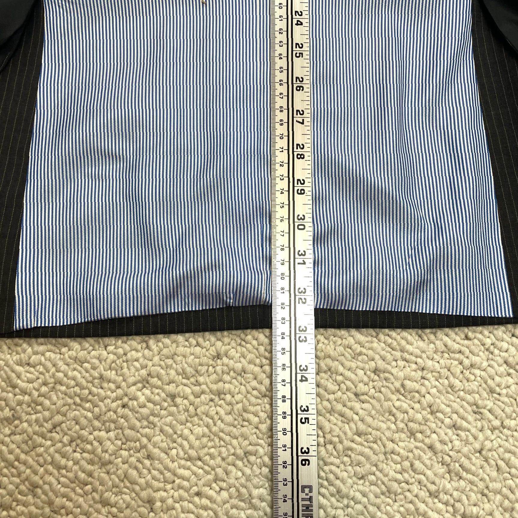 Tommy Hilfiger Tommy Hilfiger Blazer Jacket Mens 44 Blue Striped Wool Double Vented Two Button Regular Notch Size 44R - 3 Thumbnail