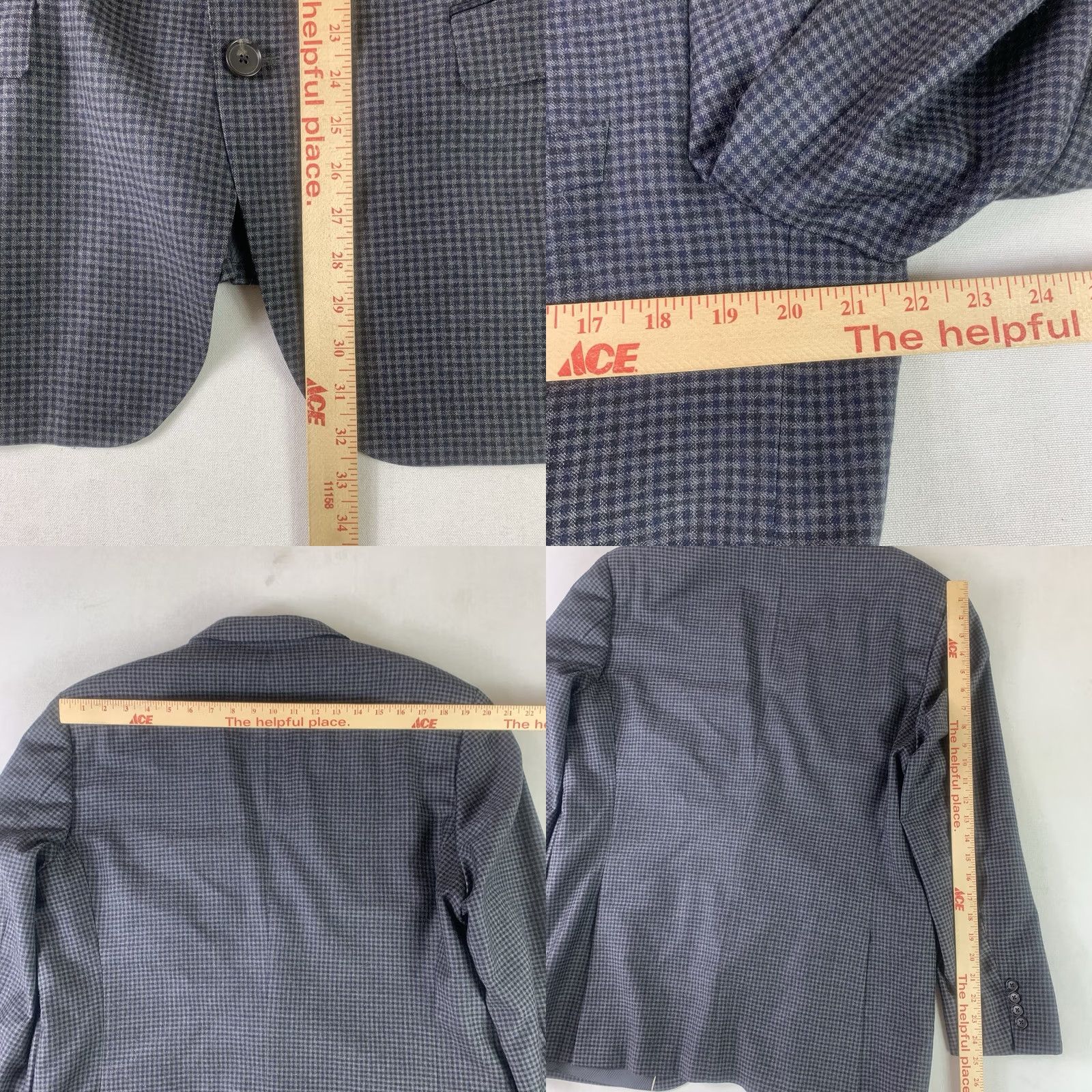 Hugo Boss HUGO BOSS Blazer Mens 44R Navy Wool Sport Coat 2 Button gray check Size 44R - 8 Thumbnail