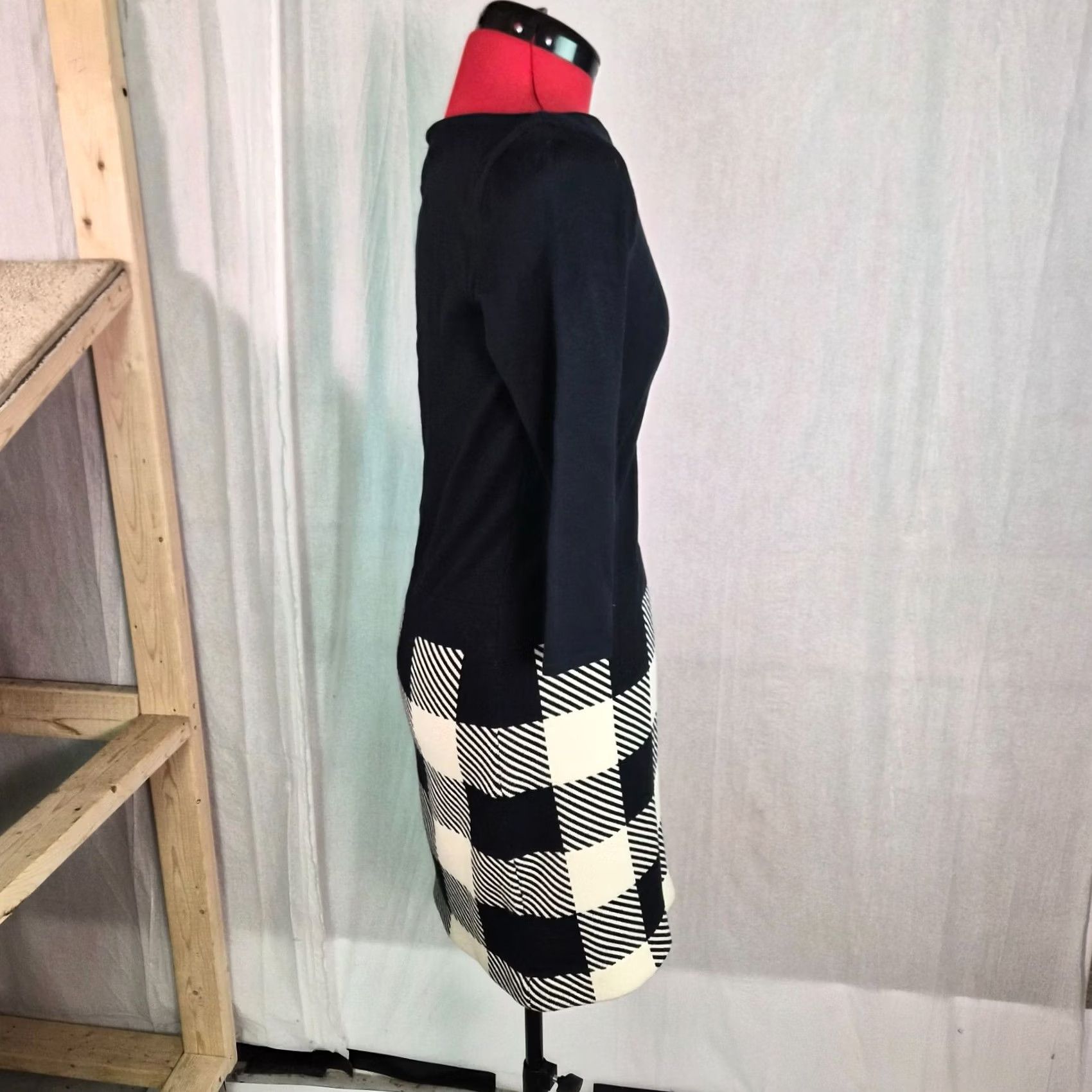 Ralph Lauren Lauren Ralph Dress Womens S Black White Size Check Checkerboard Mini G219 Size S / US 4 / IT 40 - 4 Thumbnail