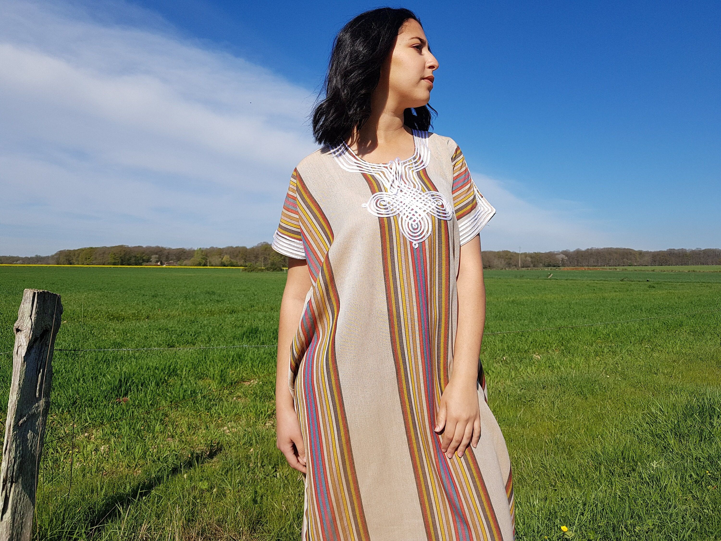 Designer × Handmade Vintage Moroccan Bohemian Kaftan Size ONE SIZE - 3 Thumbnail