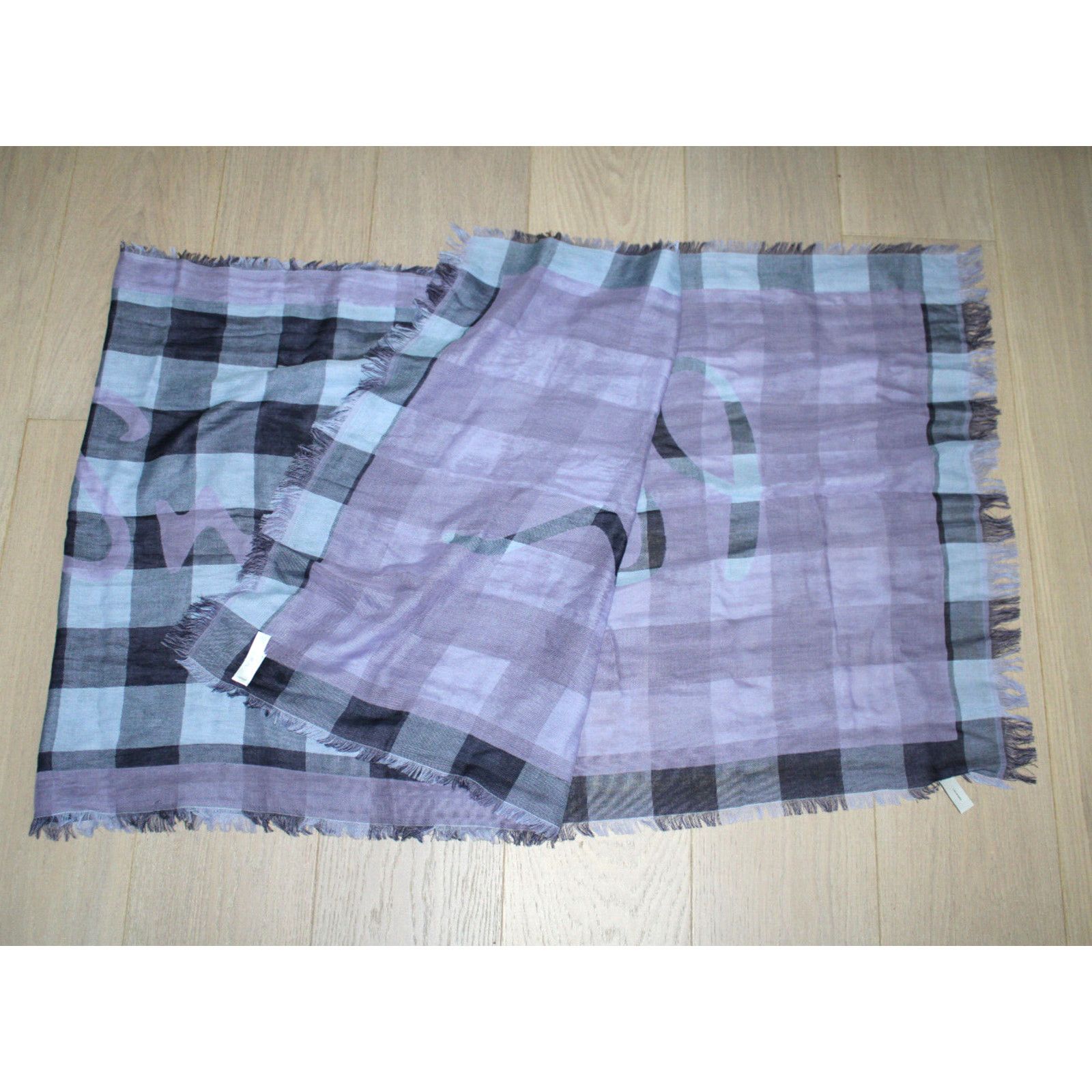Paul Smith New PAUL SMITH Scarf Shawl Cotton Plaid Logo 26" x 80" Italy Size ONE SIZE - 4 Thumbnail