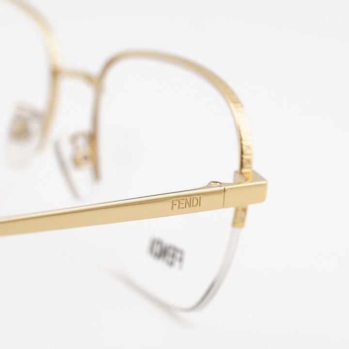 Fendi Fendi FE50106F 030 Eyeglasses Gold 54mm Square Frame Size ONE SIZE - 9 Thumbnail