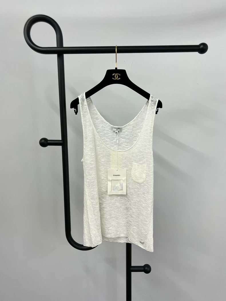 Chanel Coco Beach White Knit Vest - dmc