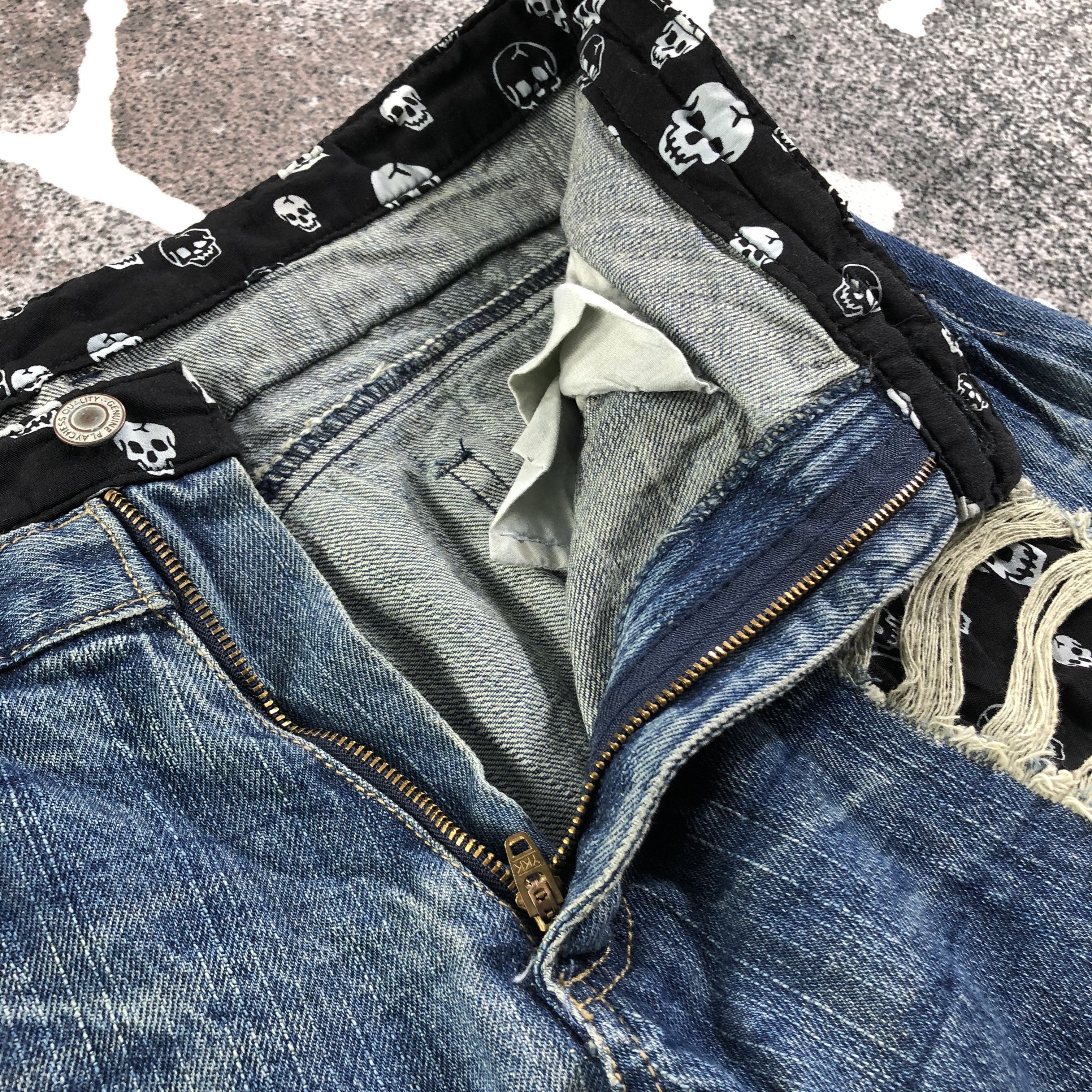 Japanese Brand Playchess Skull Denim Double Waist Denim KJ1669 Size US 32 / EU 48 - 7 Thumbnail