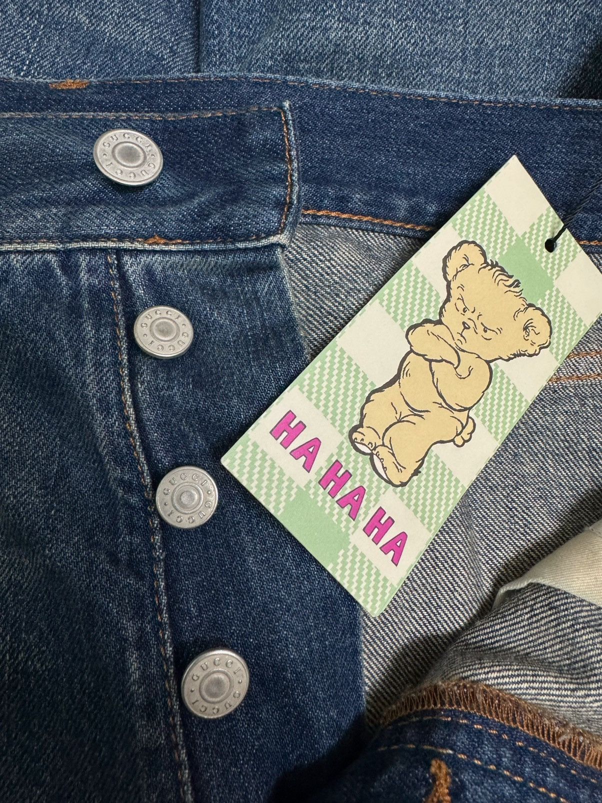 Gucci Harry Styles HA HA HA Destroyed Stonewashed Bear Denim Jeans Size US 34 / EU 50 - 8 Thumbnail