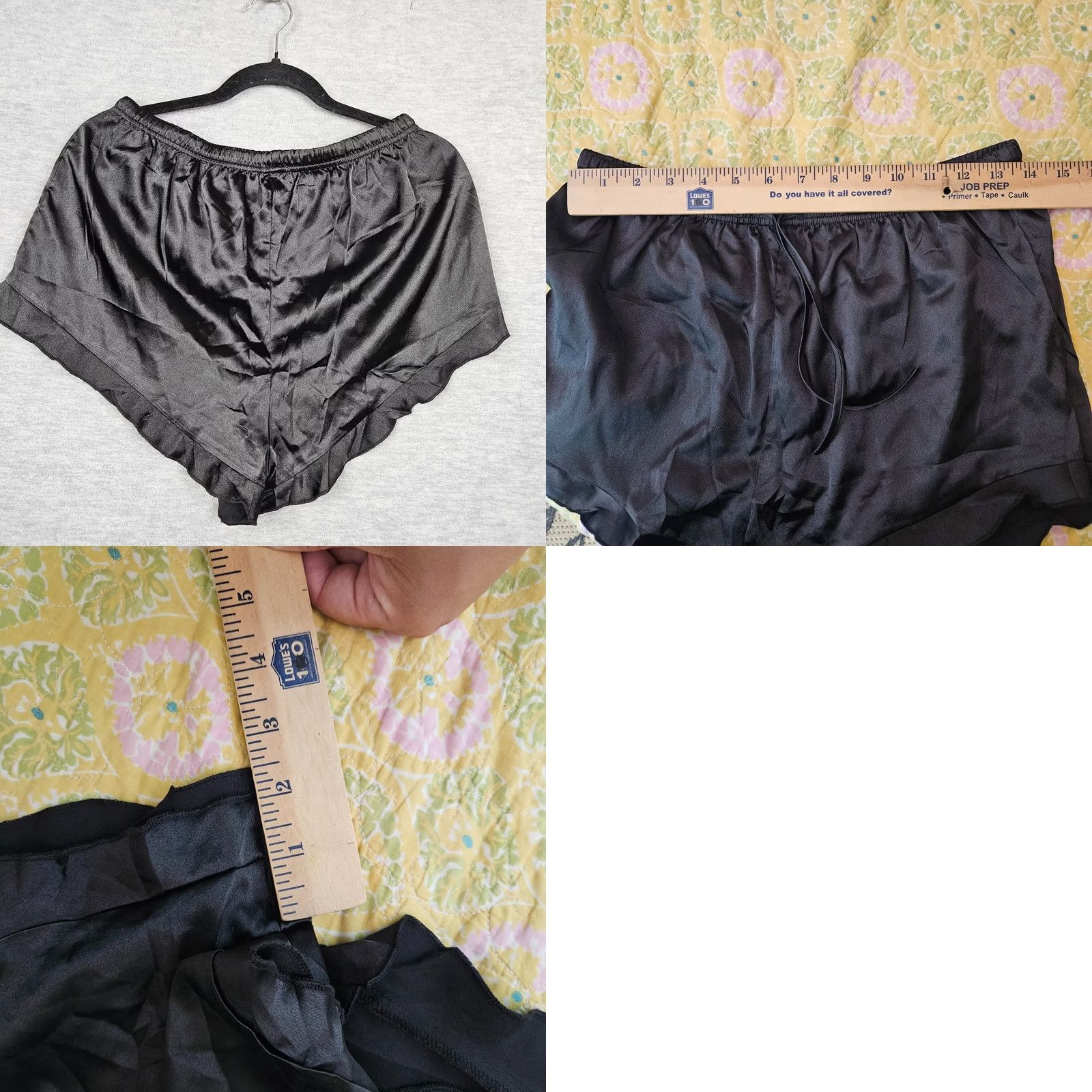 Vintage Ekouaer Women's Black Button Up Short Sleeve Satin Pajama Set Size M New Size 32" / US 10 / IT 46 - 8 Thumbnail