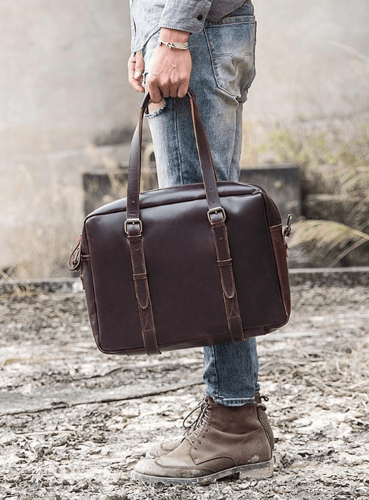 Handmade × Leather Heritage Leather Handmade Mens Messenger Shoulder Bag Laptop Size ONE SIZE - 4 Thumbnail