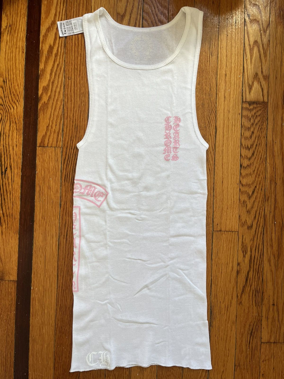 トップス Chrome hearts rib Tank Top old model Vintage Chrome Hearts 'T-Bar' Cross Logo Ribbed Tank Top