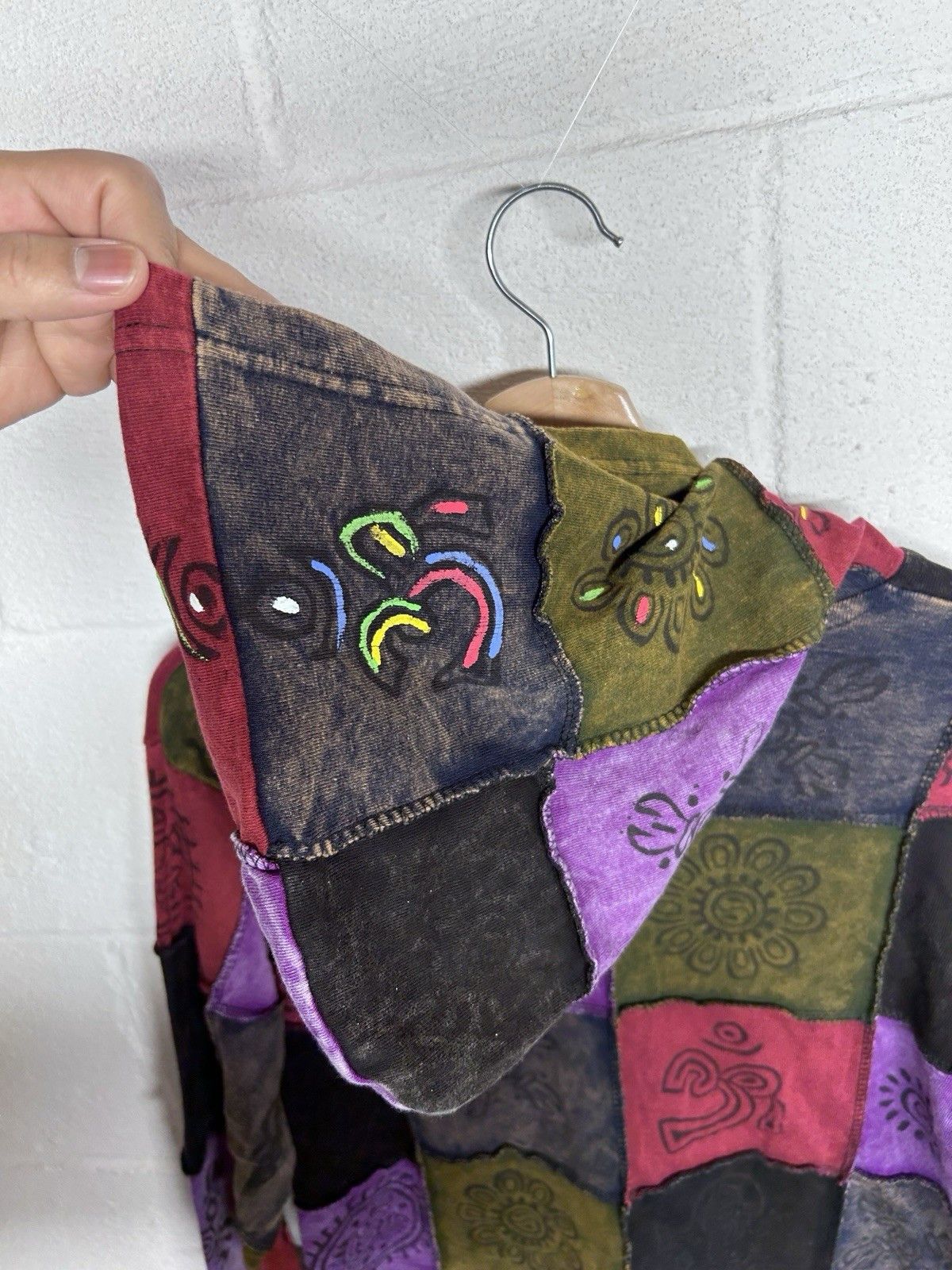 Vintage Hippie Patchwork Painted Boho Zip Up Hoodie Size S/M Women’s Size S / US 4 / IT 40 - 3 Thumbnail