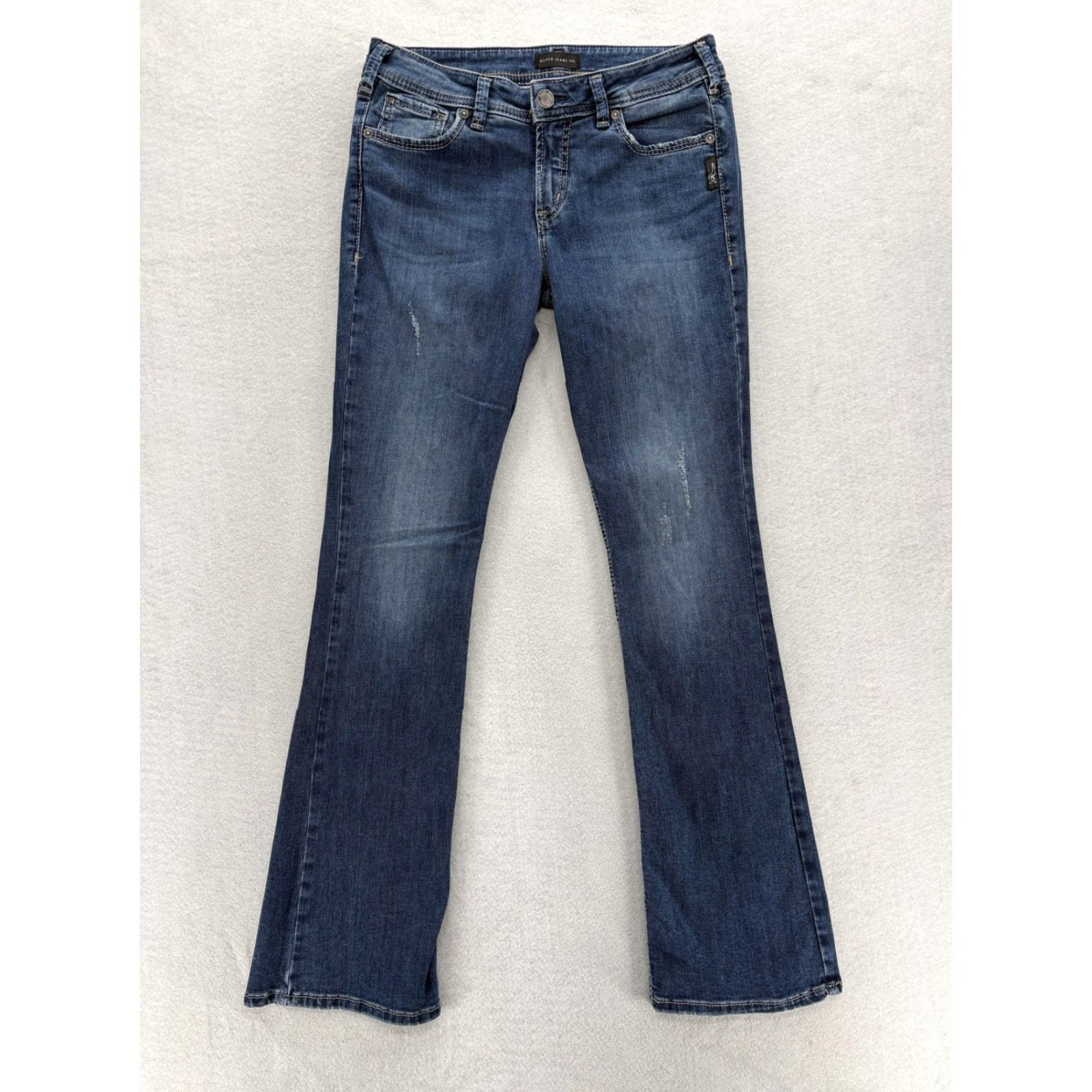 Silver Jeans Co. Silver Jeans Elyse Slim Boot Womens 28x33 Blue Denim Stretch Bootcut Distressed Pockets Y2K Vintage: No (if not vintage) Size 28" / US 6 / IT 42 - 2 Thumbnail
