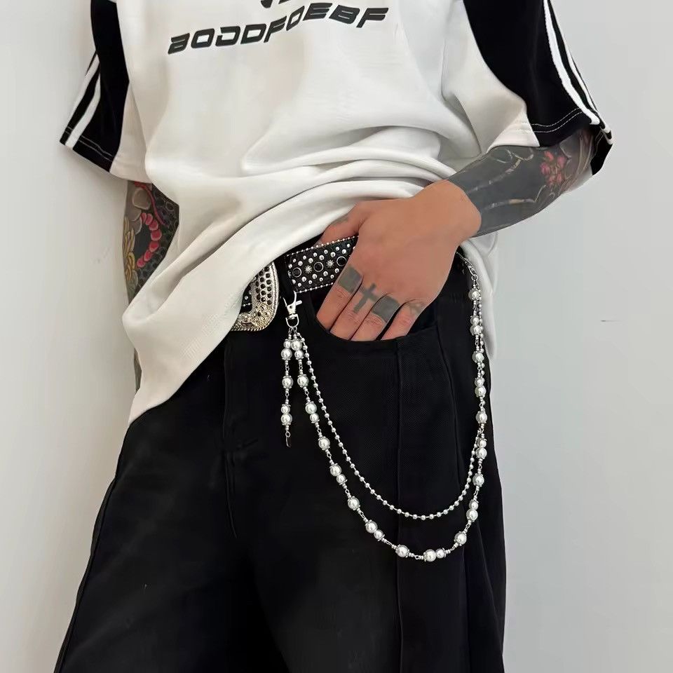 Jewelry Pearl Chain Belt | Silver Hip Chain | Fashion Accessory Size ONE SIZE - 6 Thumbnail