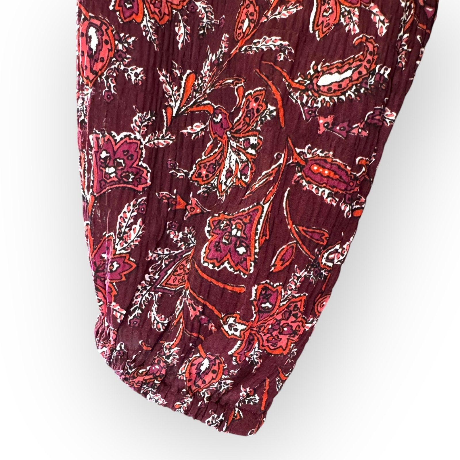Loft LOFT Maroon Paisley Off Shoulder Peasant Blouse Womens Sz L Size L / US 10 / IT 46 - 5 Thumbnail