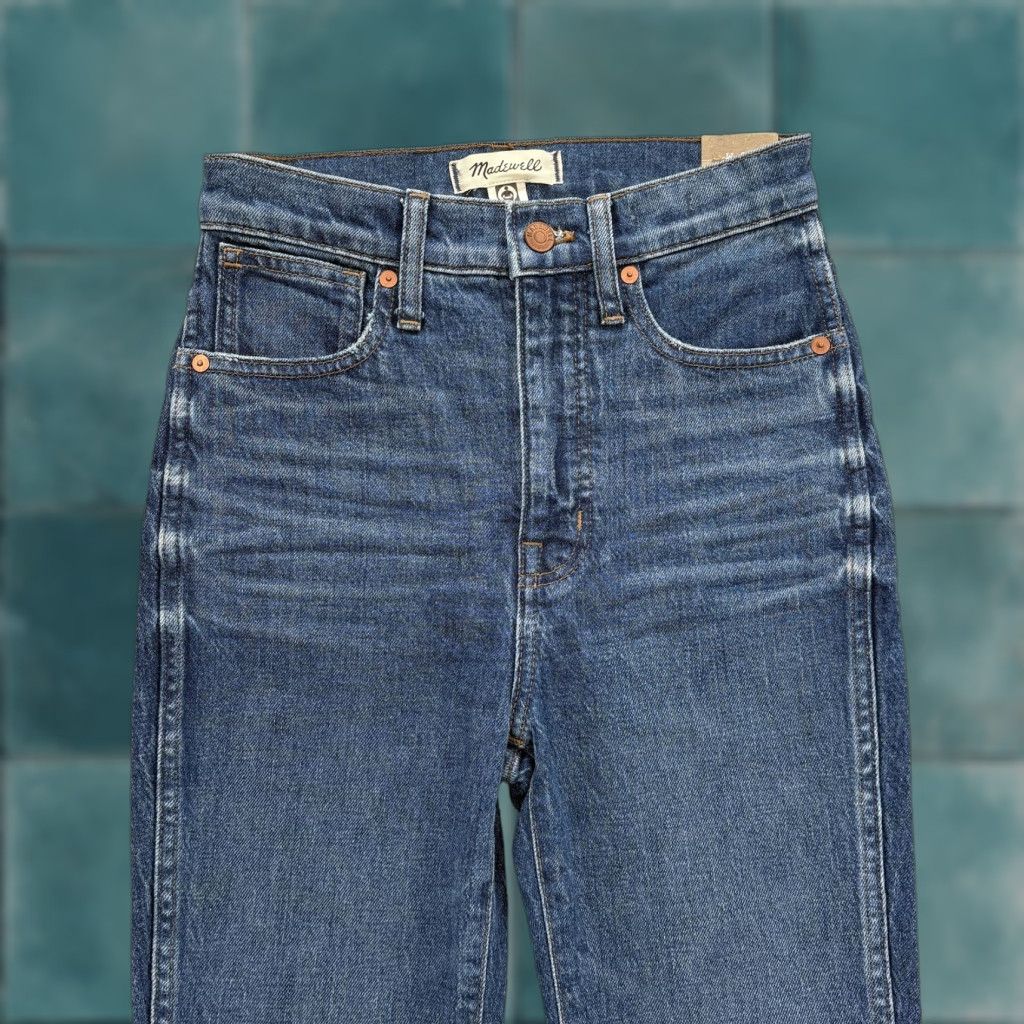 Madewell Madewell Jeans Womens 24 Stovepipe Blue High Rise Stretch Denim 5-Pocket Slim Straight Tapered 25in Inseam Rise Size 42" / US 20 - 1 Thumbnail