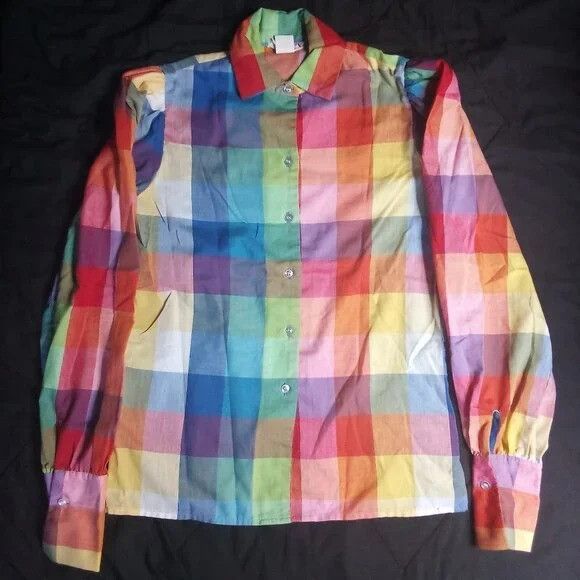 Other Vintage 70s Frenzy Rainbow Check Button Shirt Size S / US 4 / IT 40 - 2 Thumbnail