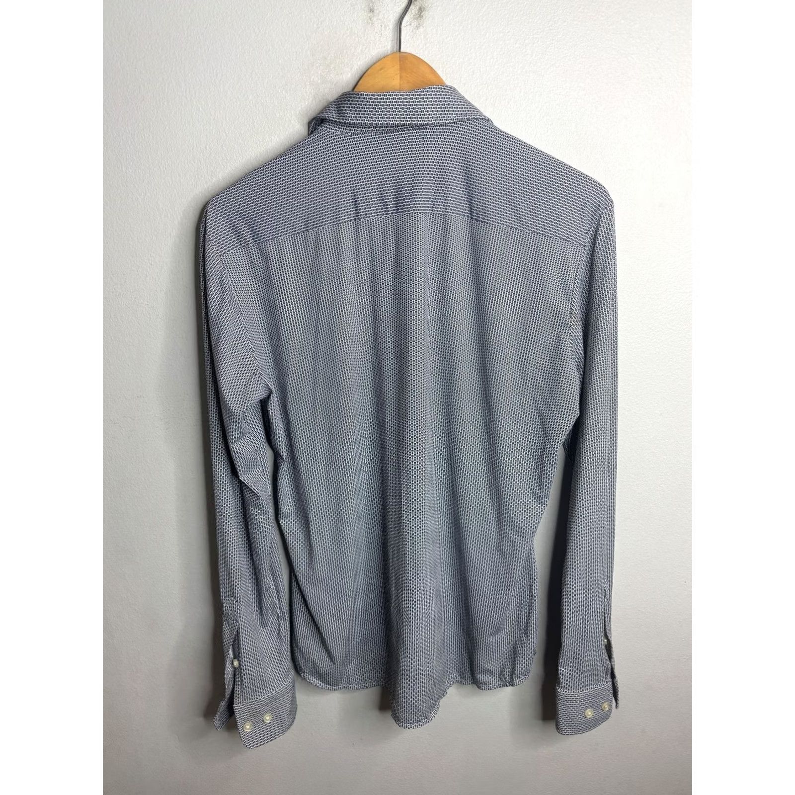 Vintage BOSS Shirt Mens Medium Black White Slim Fit Stretch Long Sleeve Button Pattern Size US M / EU 48-50 / 2 - 6 Thumbnail