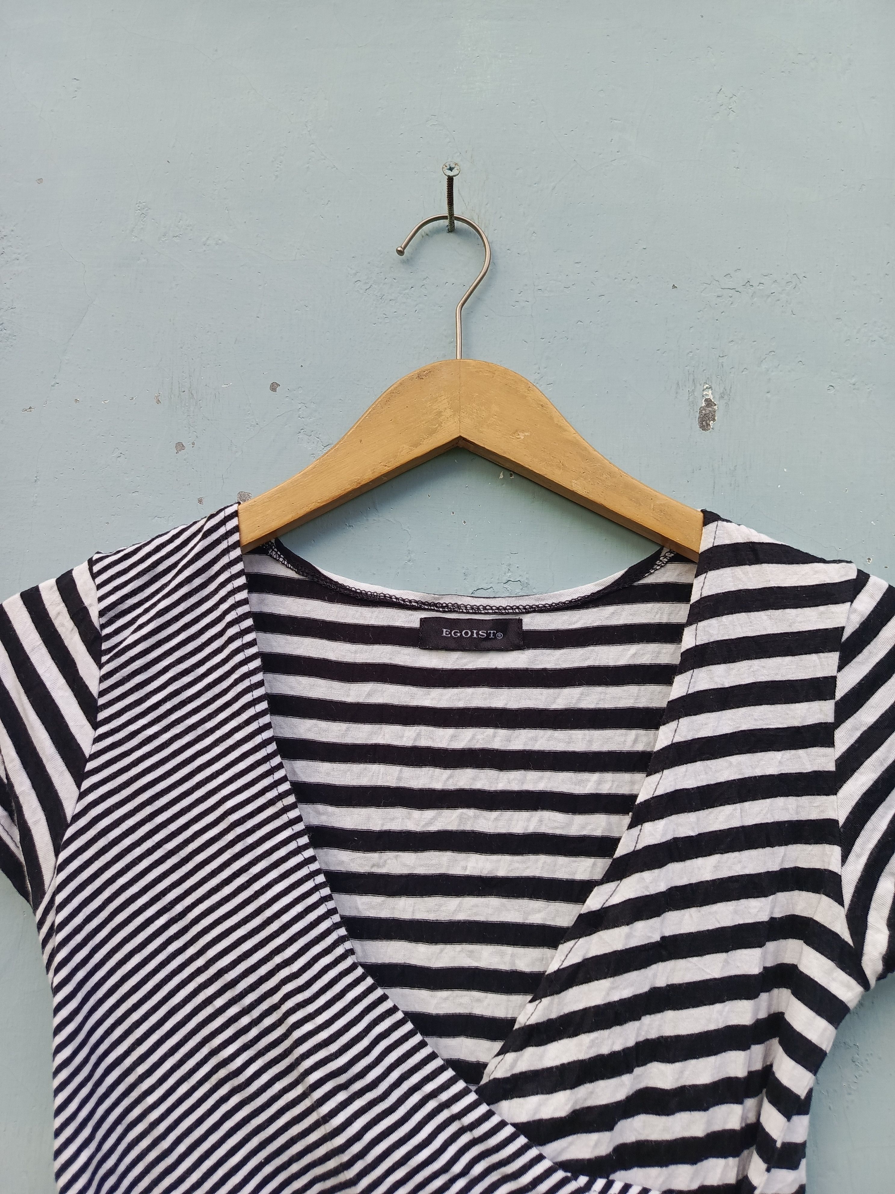 Designer × Japanese Brand Egoist black white Stripes blouse tshirt Size XS / US 0-2 / IT 36-38 - 2 Thumbnail