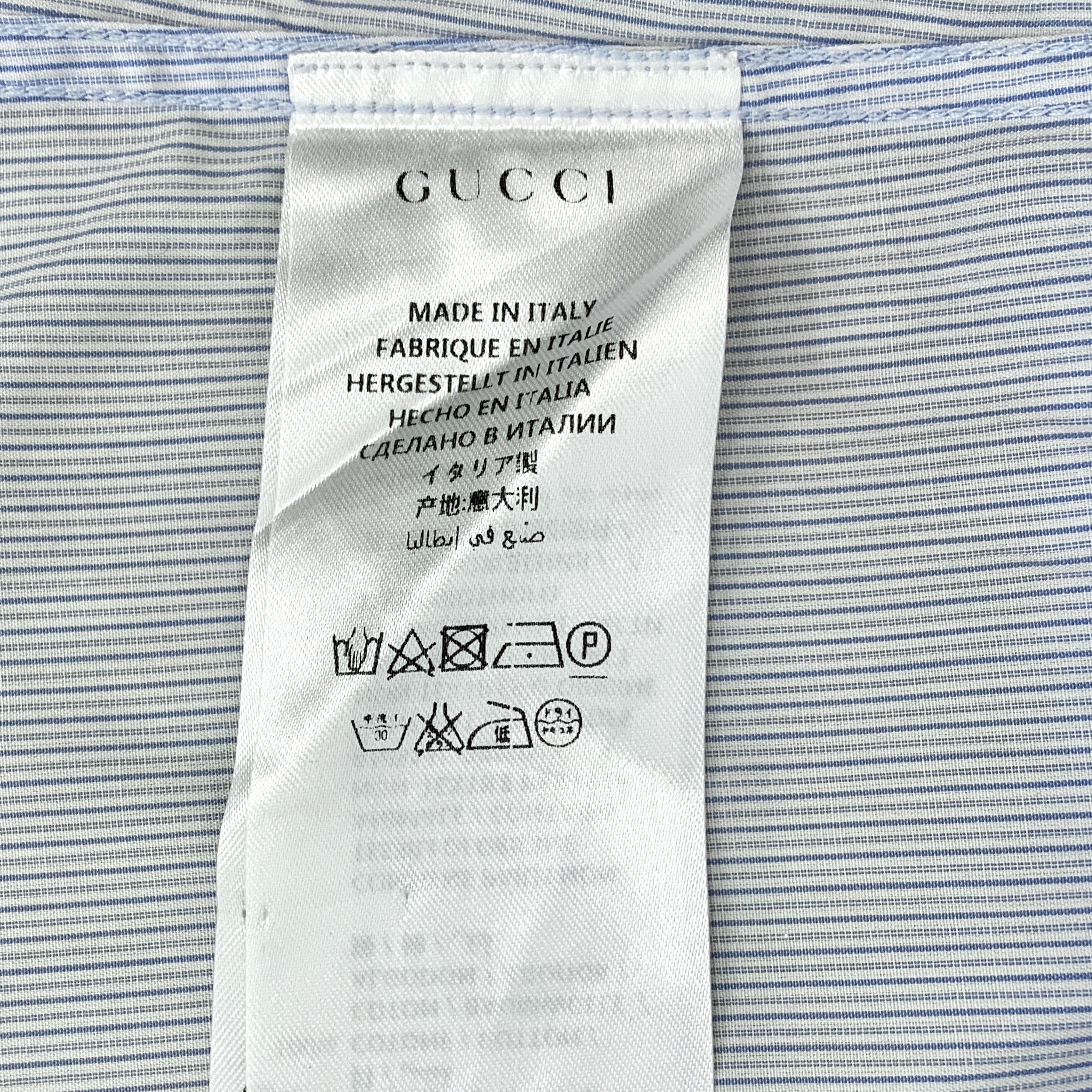 Gucci Gucci Stripe Embroidered Shirt Light Blue (40) Size US XXS / EU 40 - 6 Thumbnail