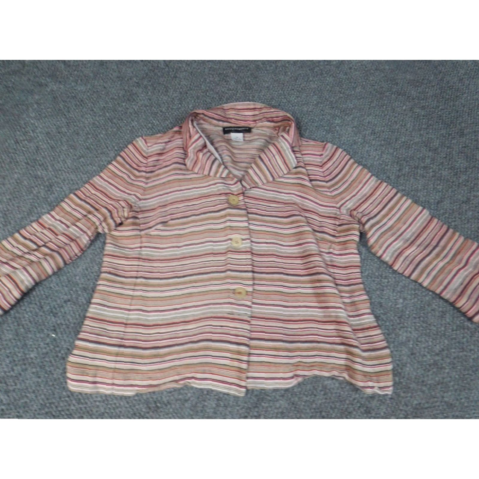 Pinko Requirements Blouse Women 14 Pink Striped Button Crew Neck Short Sleeve Cap Sleeve Cotton Pullover Casual Regular Basic Classic Stretch Modern Size XL / US 12-14 / IT 48-50 - 2 Thumbnail
