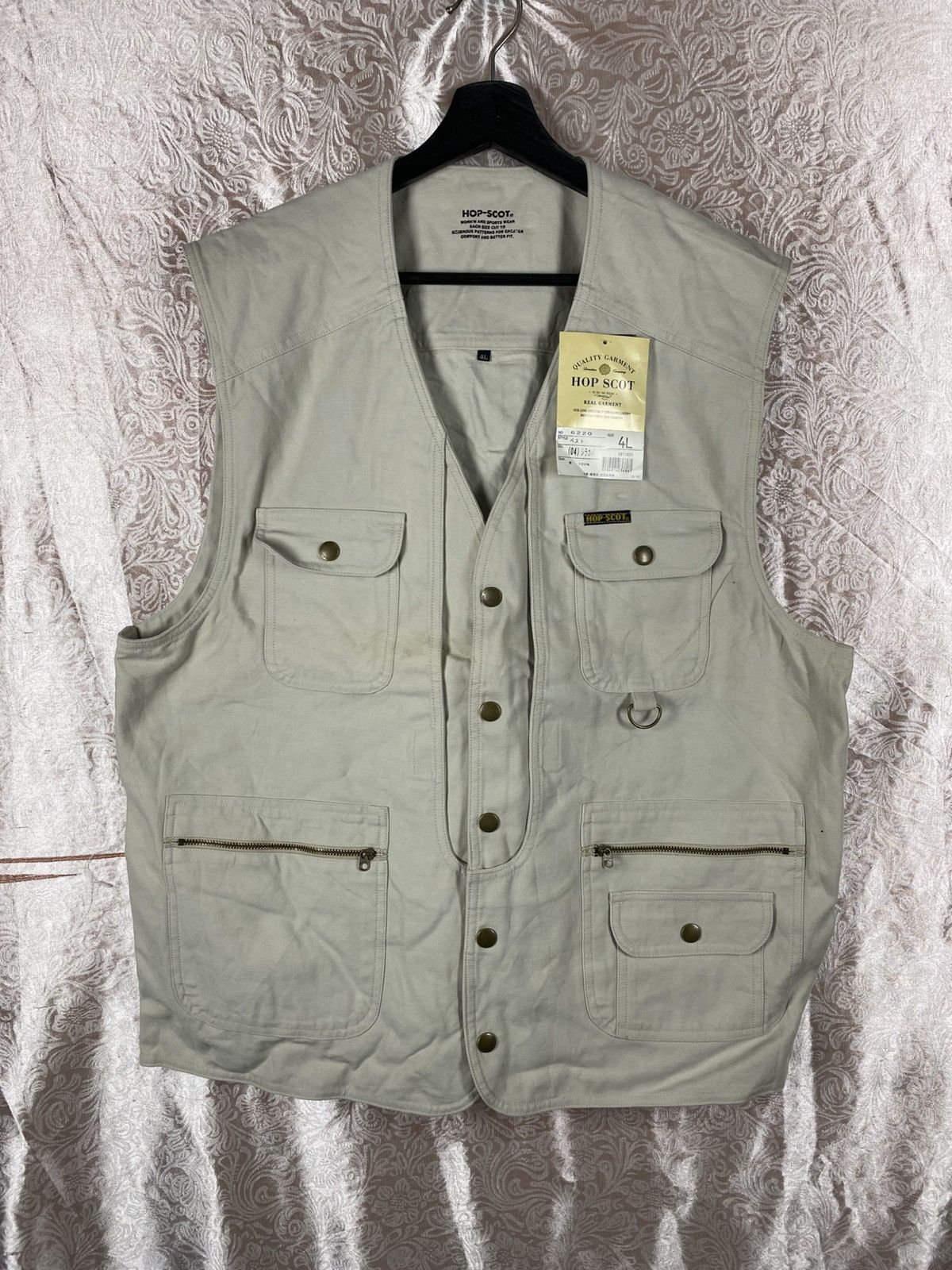 Japanese Brand HOP-SCOT Multi Pocket Utility Vest 4L Beige Fishing Tactical Size US XXL / EU 58 / 5 - 3 Thumbnail