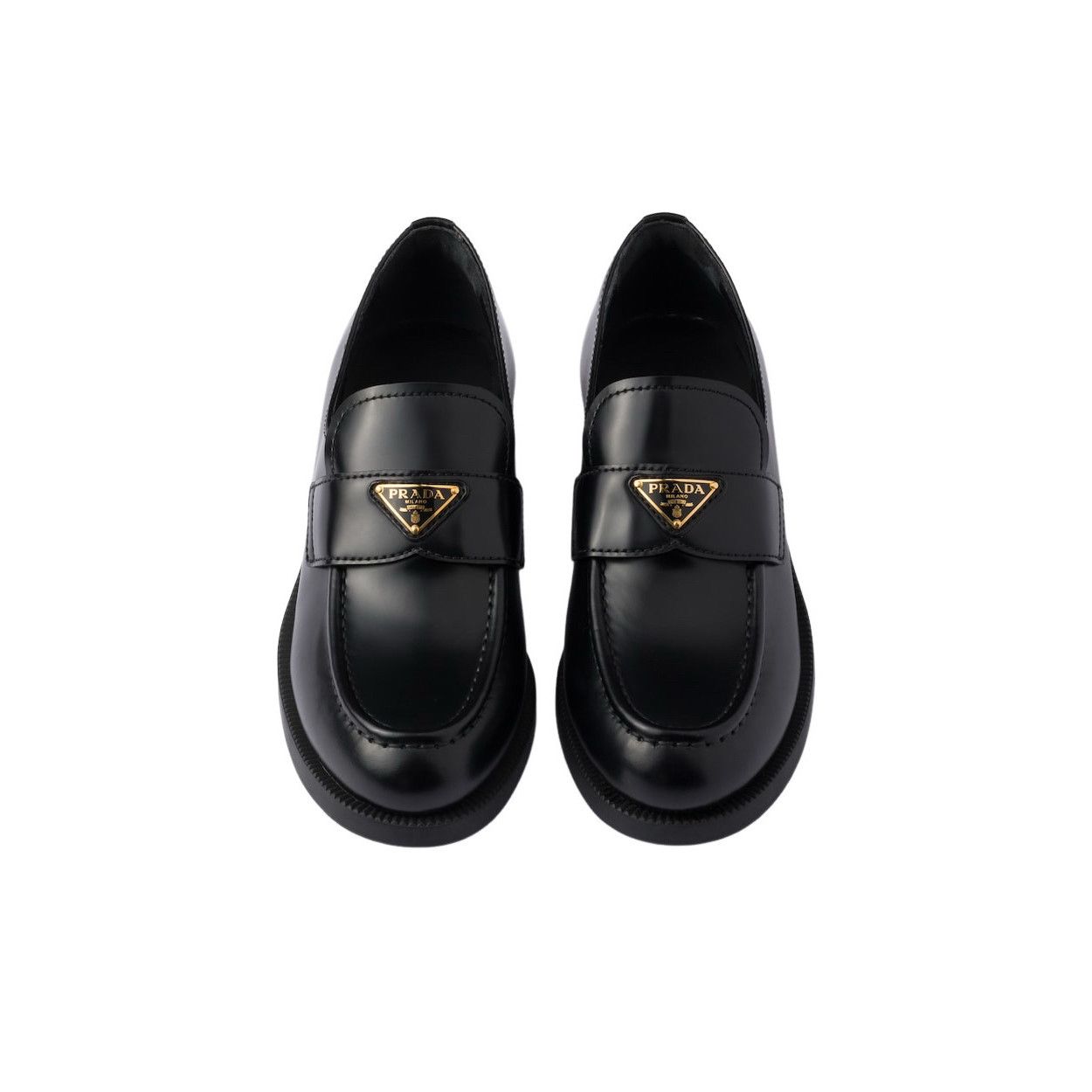 Prada PRADA Equal $1270 Black Brushed Leather Loafers New & Authen Size US 8.5 / IT 38.5 - 3 Thumbnail