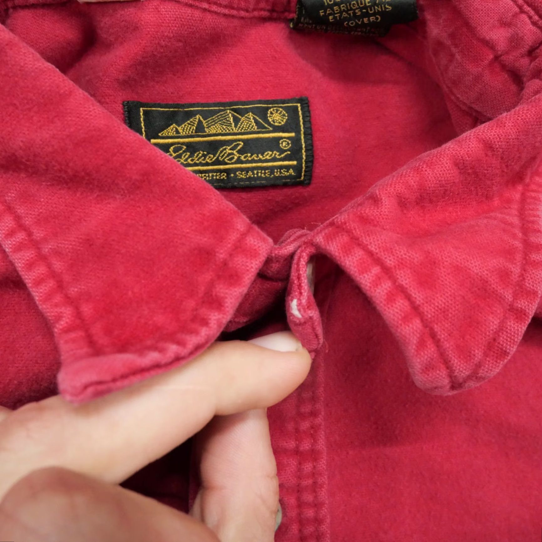 Eddie Bauer VINTAGE Eddie Bauer Shirt Mens XL Red Button Up Distressed Canvas 80s Size US XL / EU 56 / 4 - 6 Thumbnail