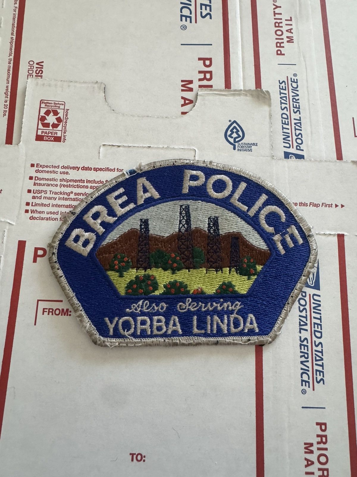 Other 90s BREA POLICE Sew-On Patch Yorba Linda California USA Size ONE SIZE - 1 Thumbnail