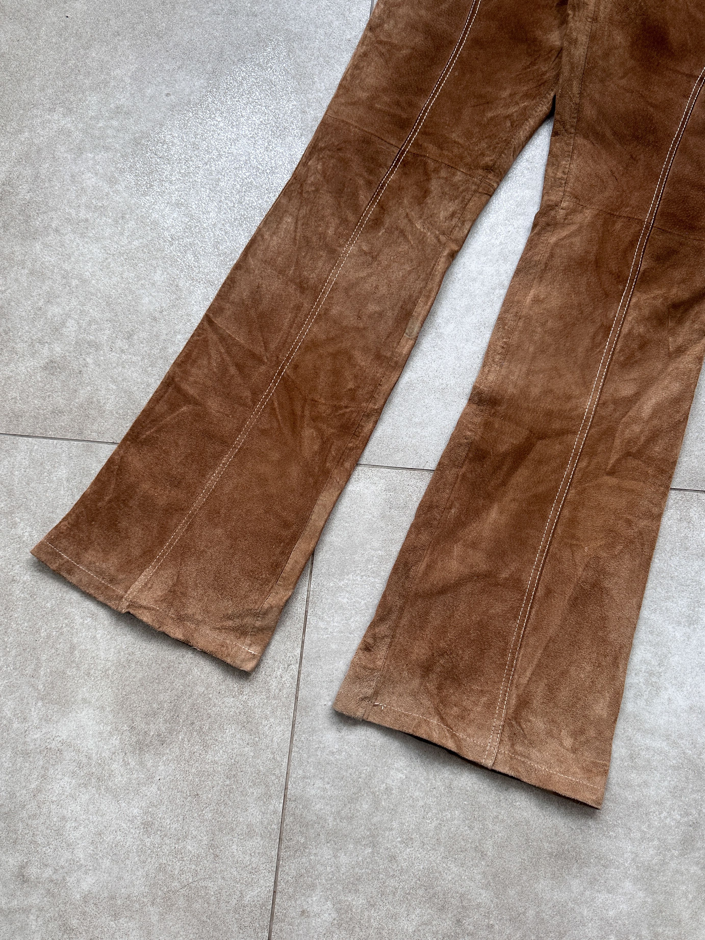 Leather Vintage Gipsy Western Flare Leather Pants Size 32" / US 10 / IT 46 - 3 Thumbnail