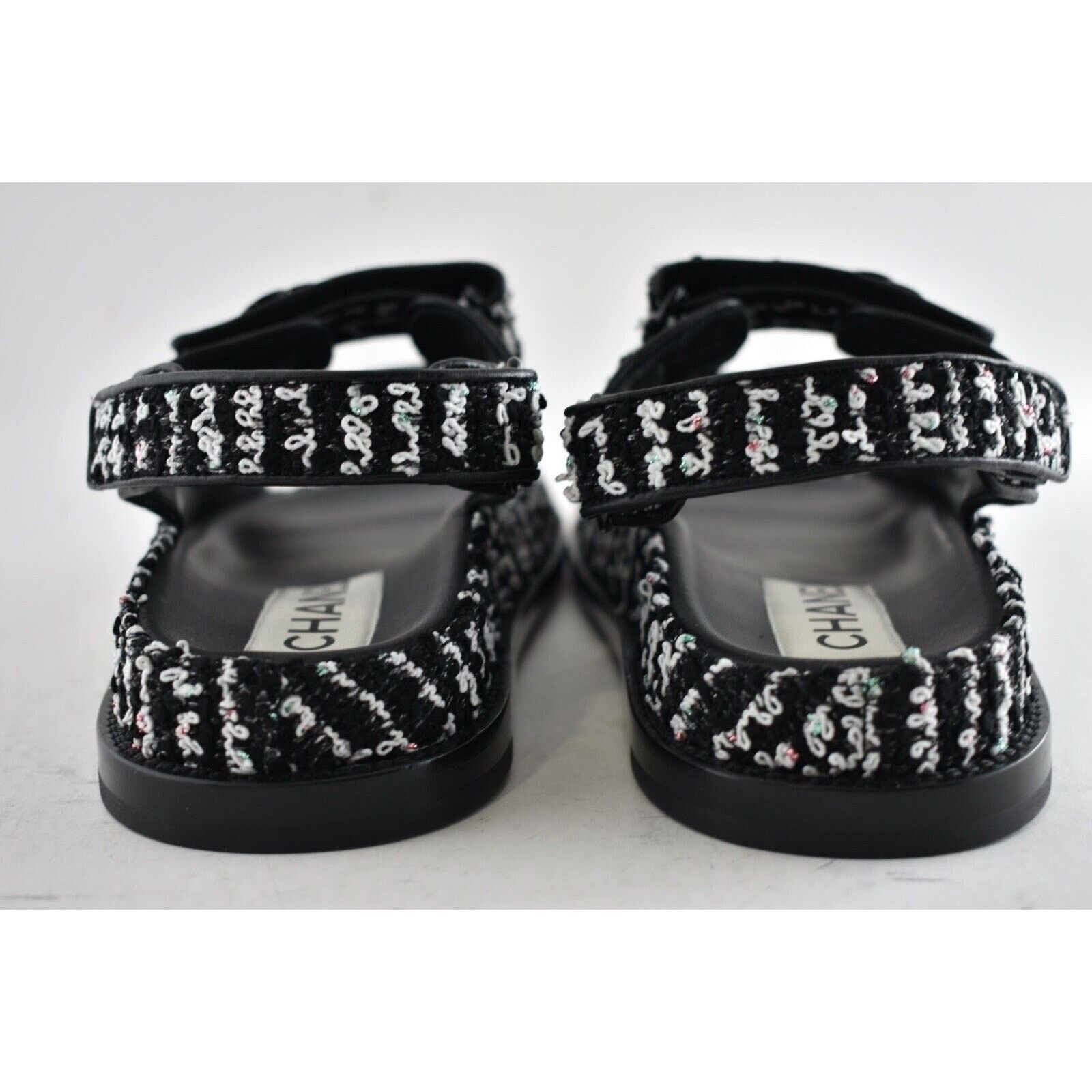 Chanel Chanel 22C Black White Tweed CC Logo Mule Slide Strap Size US 8.5 / IT 38.5 - 11 Thumbnail