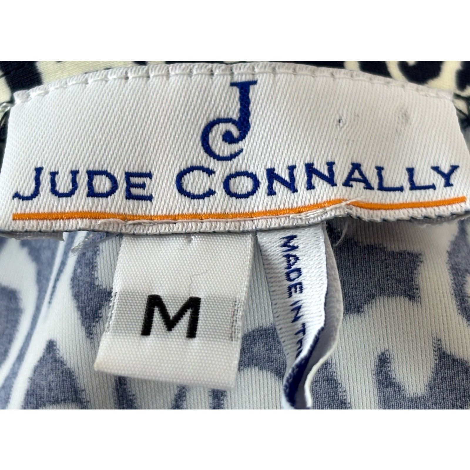 Vintage Jude Connally Dress Women's Medium A-Line Short Sleeve Pull-On Casual Party Travel Navy Ivory Stretch Size M / US 6-8 / IT 42-44 - 7 Thumbnail