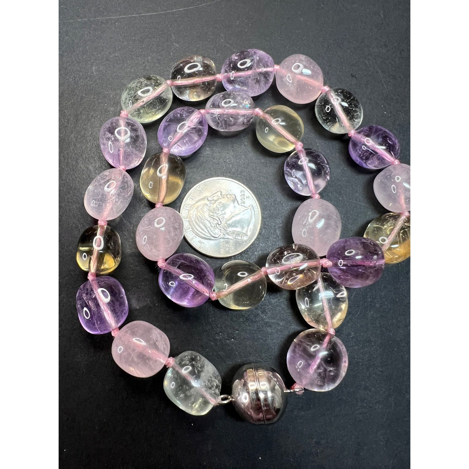 Other NEW Multi quartz knotted necklace with 925 magnetic clasp Size ONE SIZE - 9 Thumbnail
