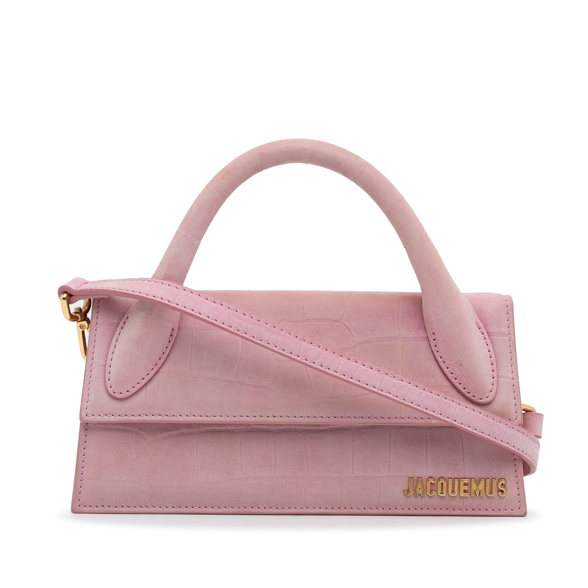 Jacquemus Jacquemus Suede Embossed Le Chiquito Long Pink Size ONE SIZE - 1 Thumbnail