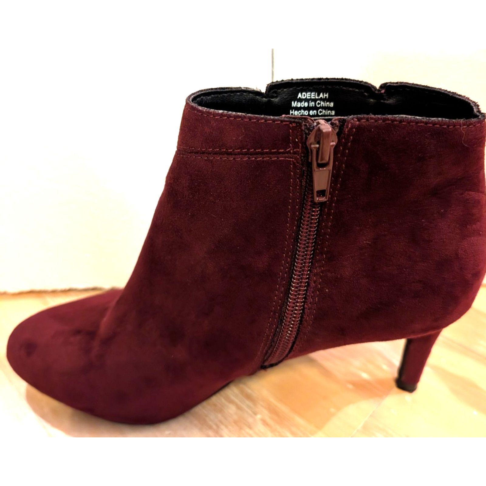 The Unbranded Brand Kelly & Katie Burgundy 6.5 Zip 2" Bootie Stiletto Heels Size US 6.5 / IT 36.5 - 5 Thumbnail