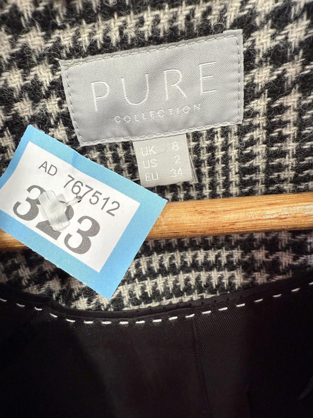 Designer Pure Collection Women's Checkered Blazer Size UK 8 / US 2 / Size M / US 6-8 / IT 42-44 - 2 Thumbnail