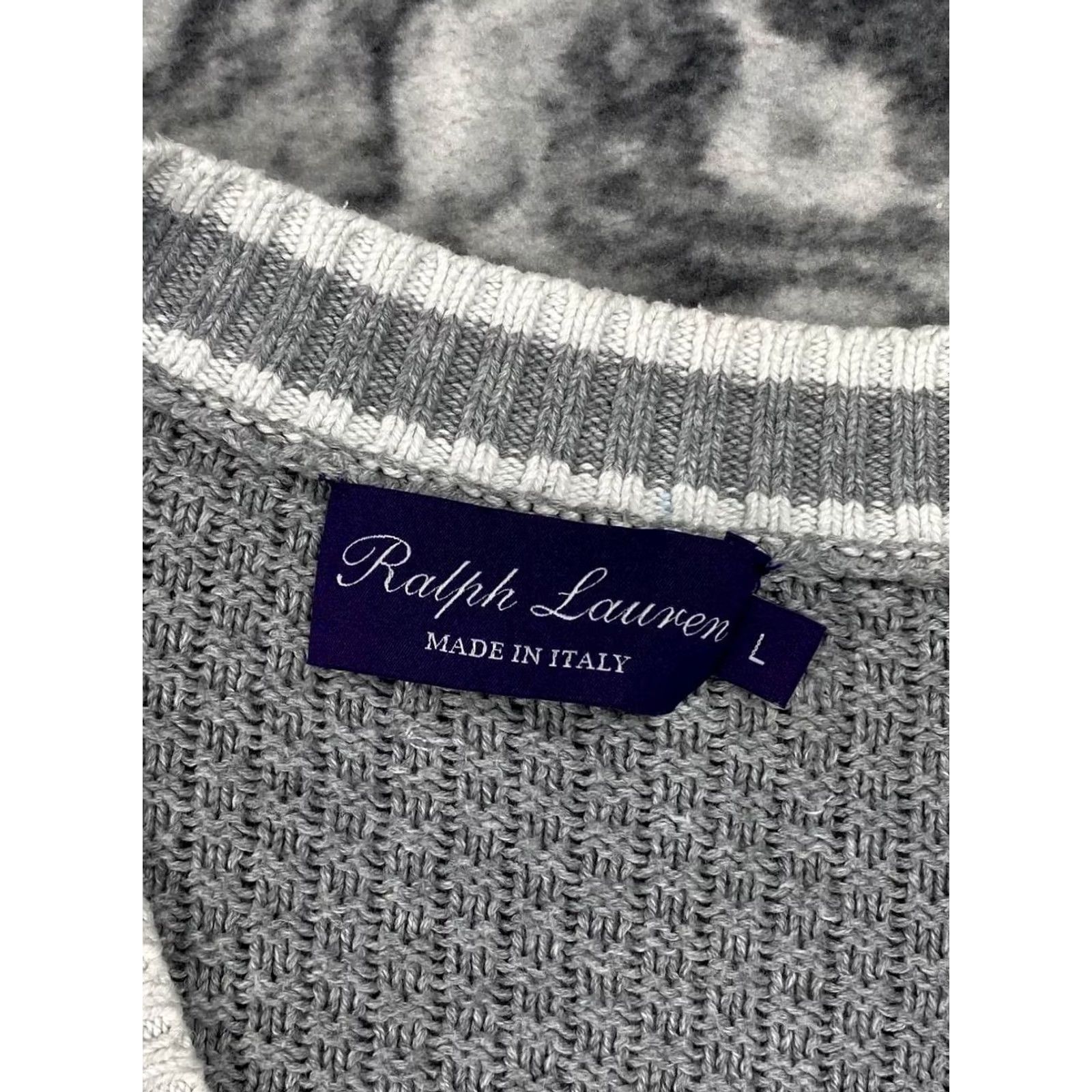 Ralph Lauren Purple Label Ralph Lauren Purple Label Men Sweater L Gray V Neck Cable Knit Silk Pullover Casual Size US L / EU 52-54 / 3 - 6 Thumbnail