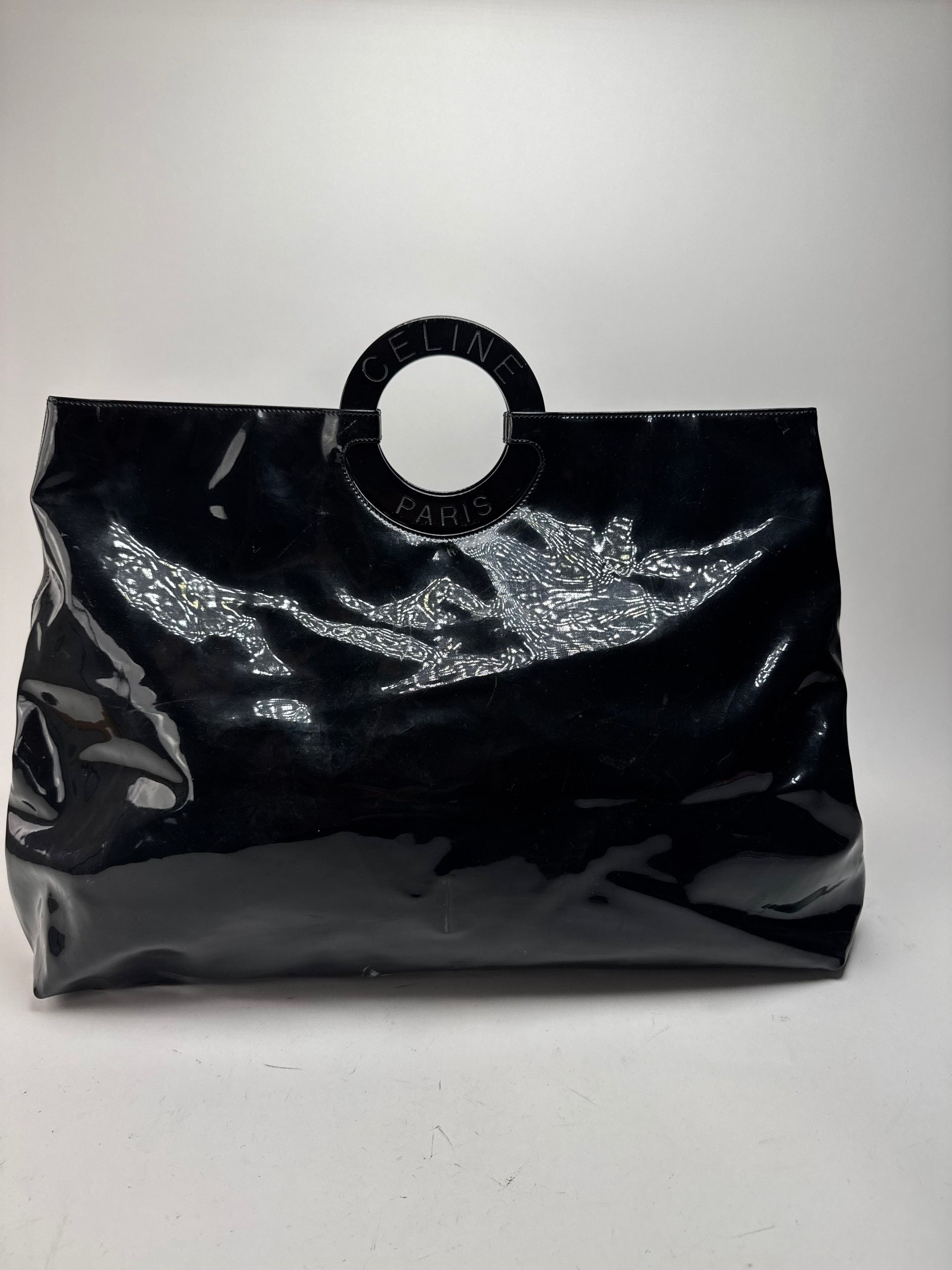 Celine Vintage Paris Patent Leather Ring Bag Black Size ONE SIZE - 1 Thumbnail