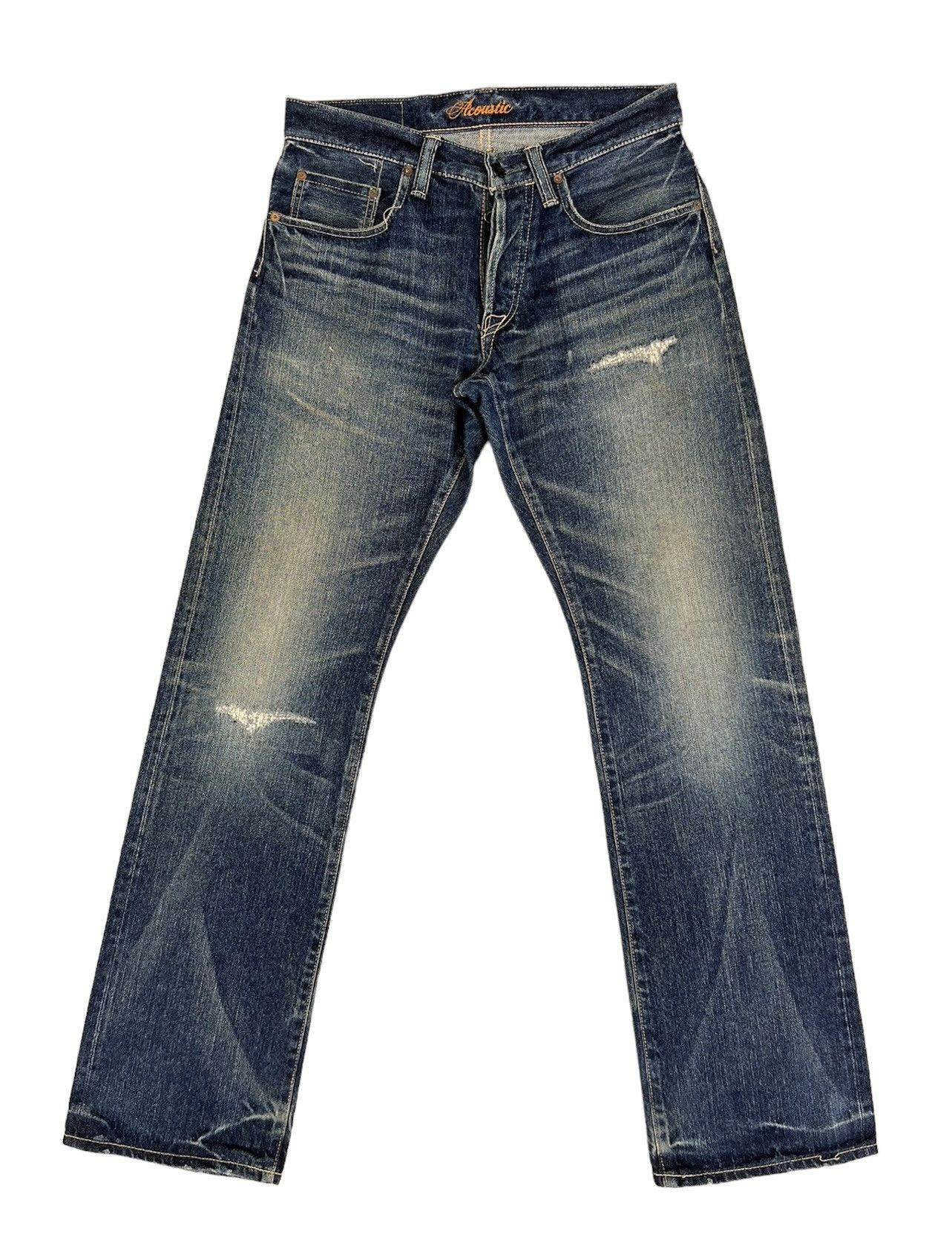 Vintage Acoustic Japan Distress Mud Denim Redline Selvedge Jeans Size US 30 / EU 46 - 1 Thumbnail