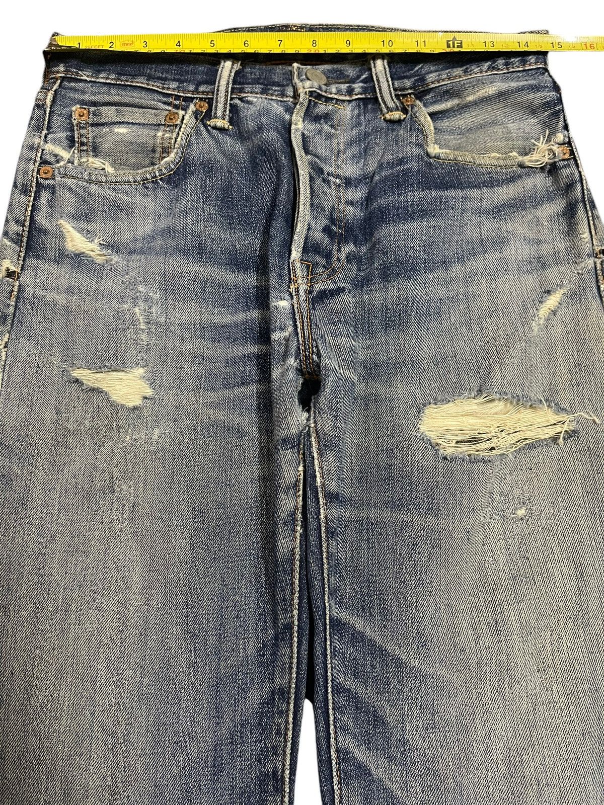 Levi's Levis 501 Blue Faded Wash Distressed Style Jeans Size US 29 - 11 Thumbnail